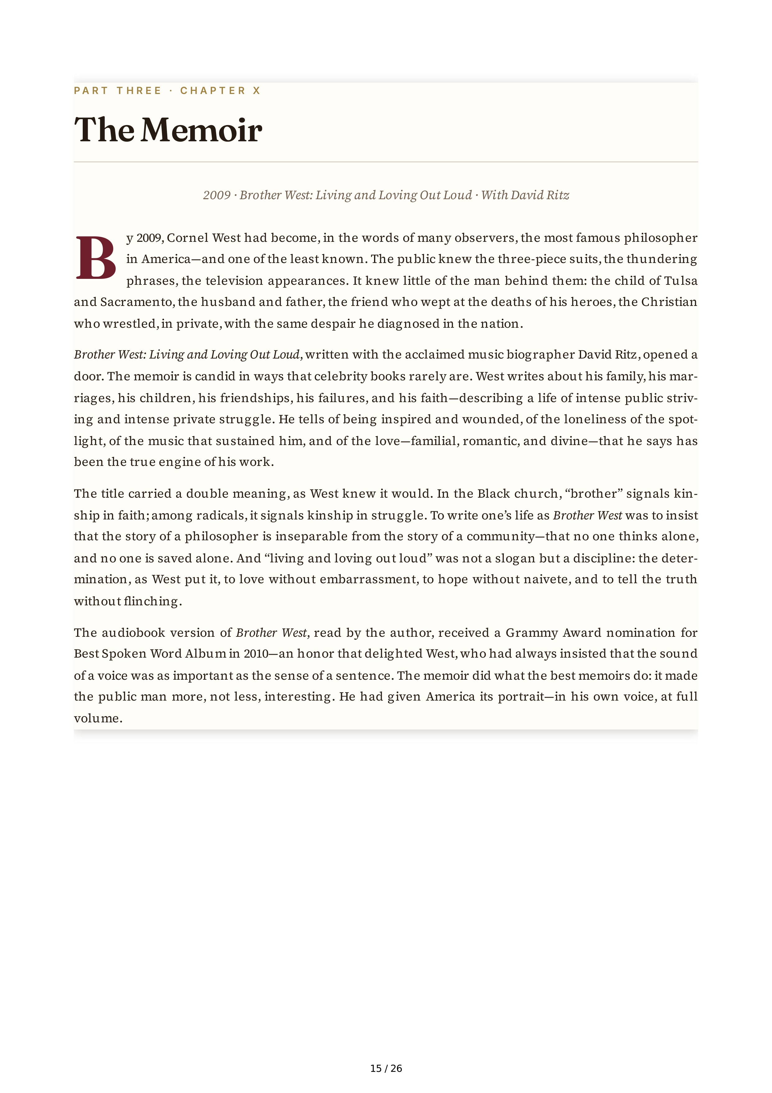 Cornel West Brother West Living and Loving Out Loud Biography — page 15