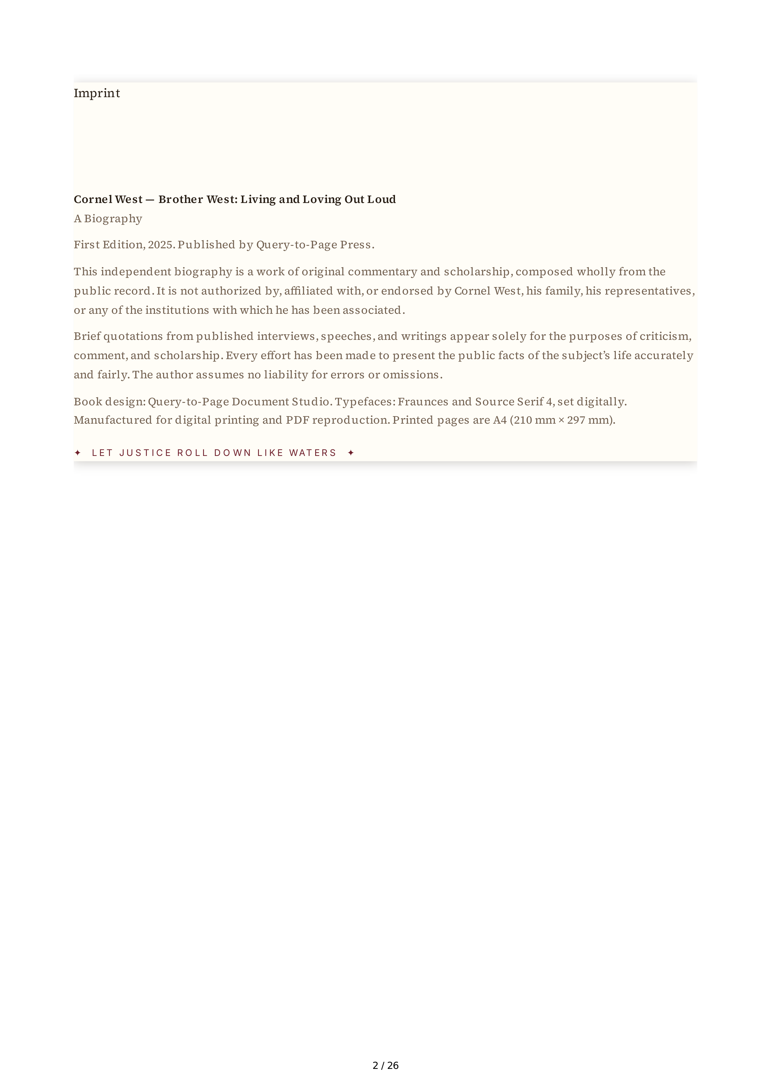 Cornel West Brother West Living and Loving Out Loud Biography — page 2
