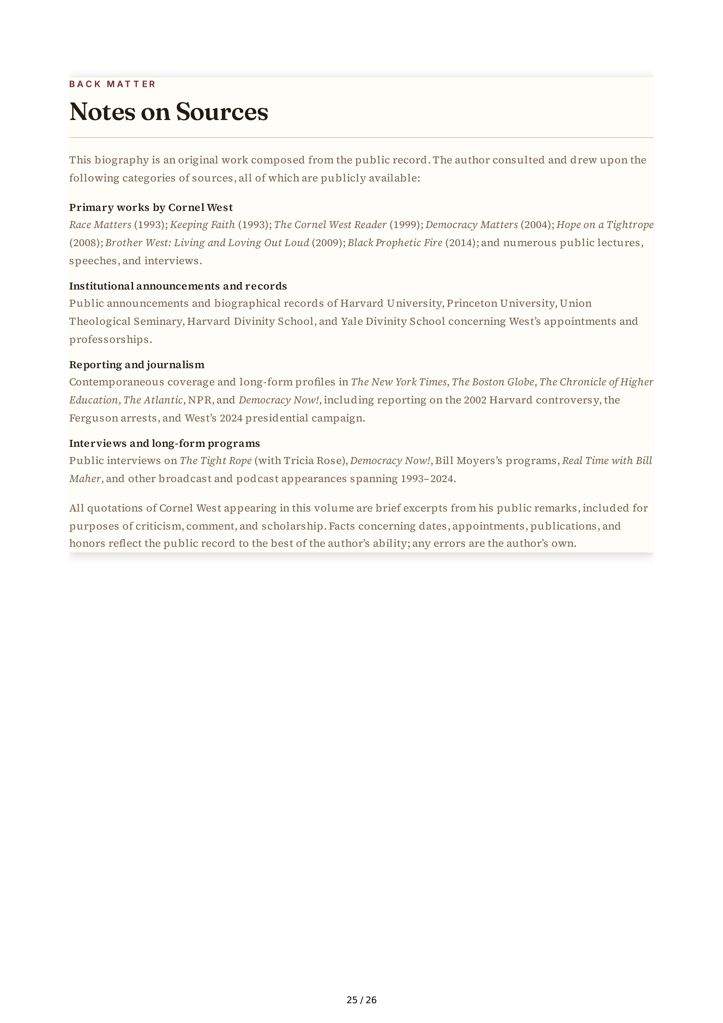 Cornel West Brother West Living and Loving Out Loud Biography — page 25