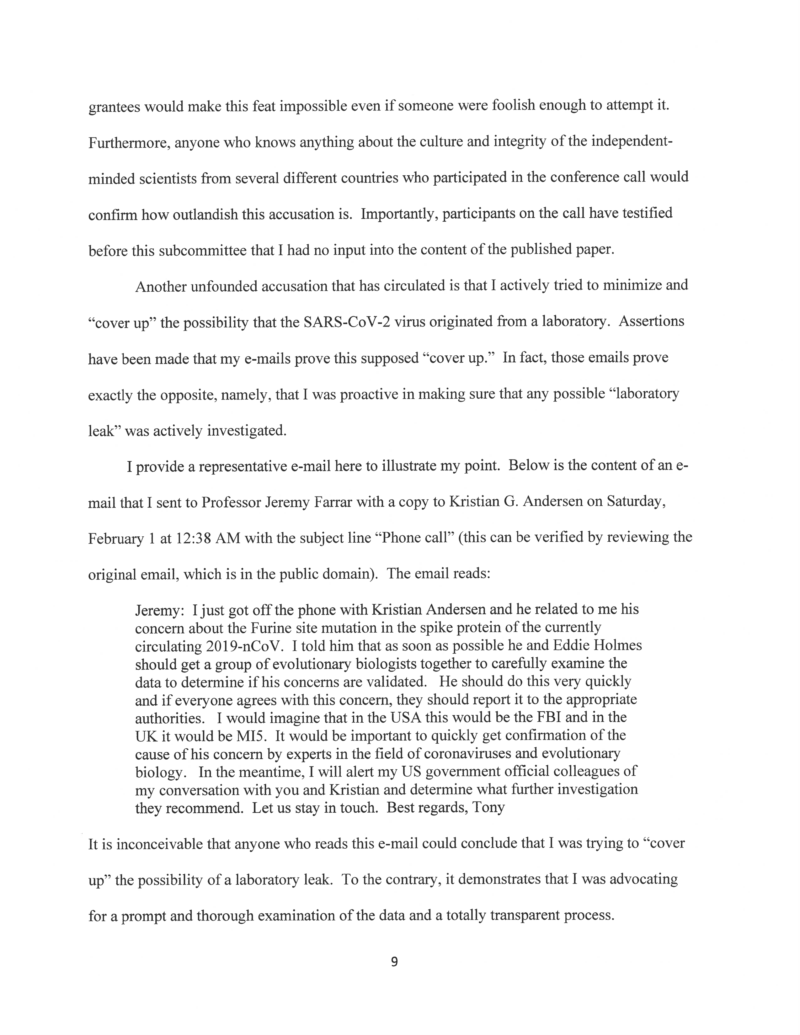 Coronavirus Pandemic Hearing Opening Statement — page 9