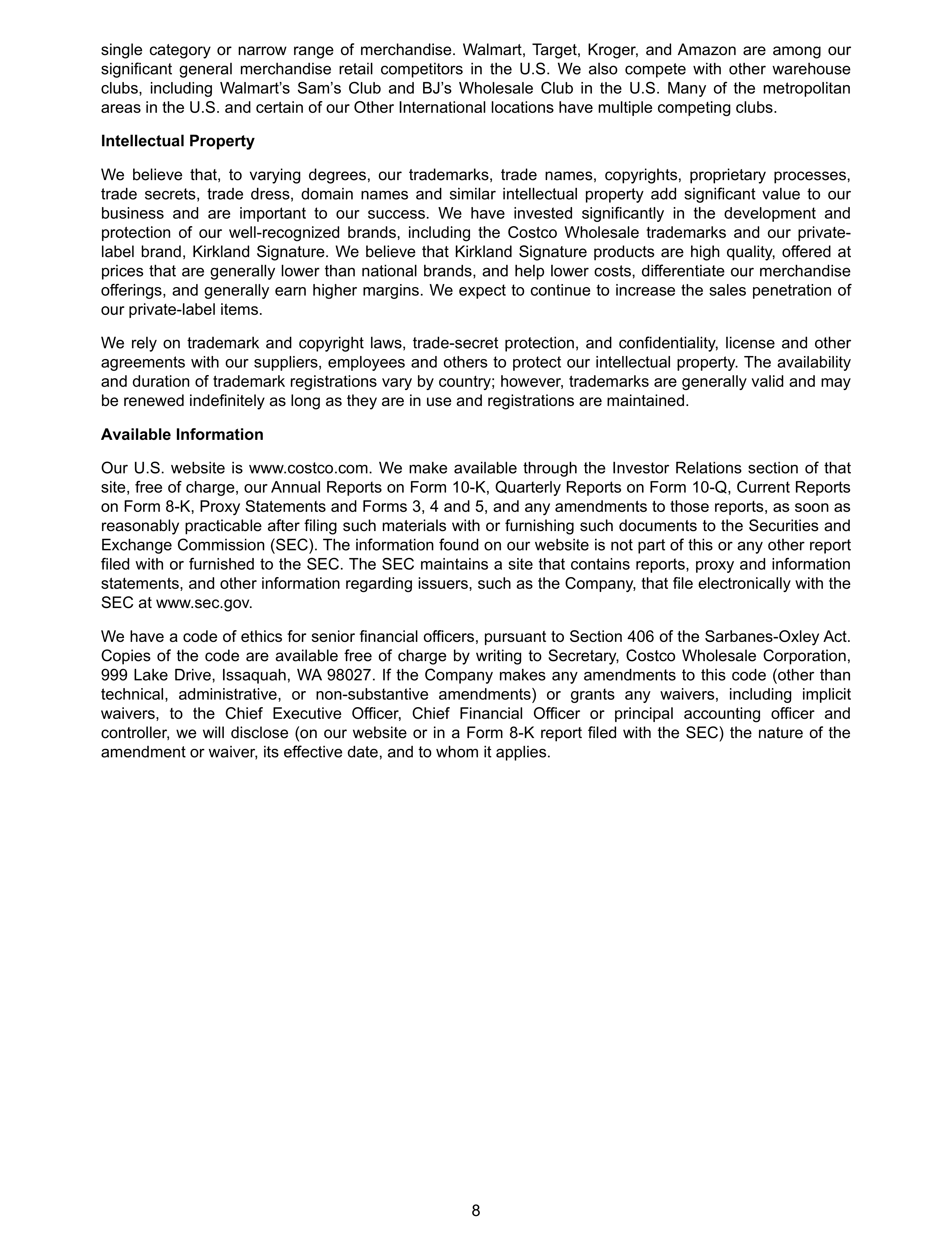 Costco Annual Report — page 14