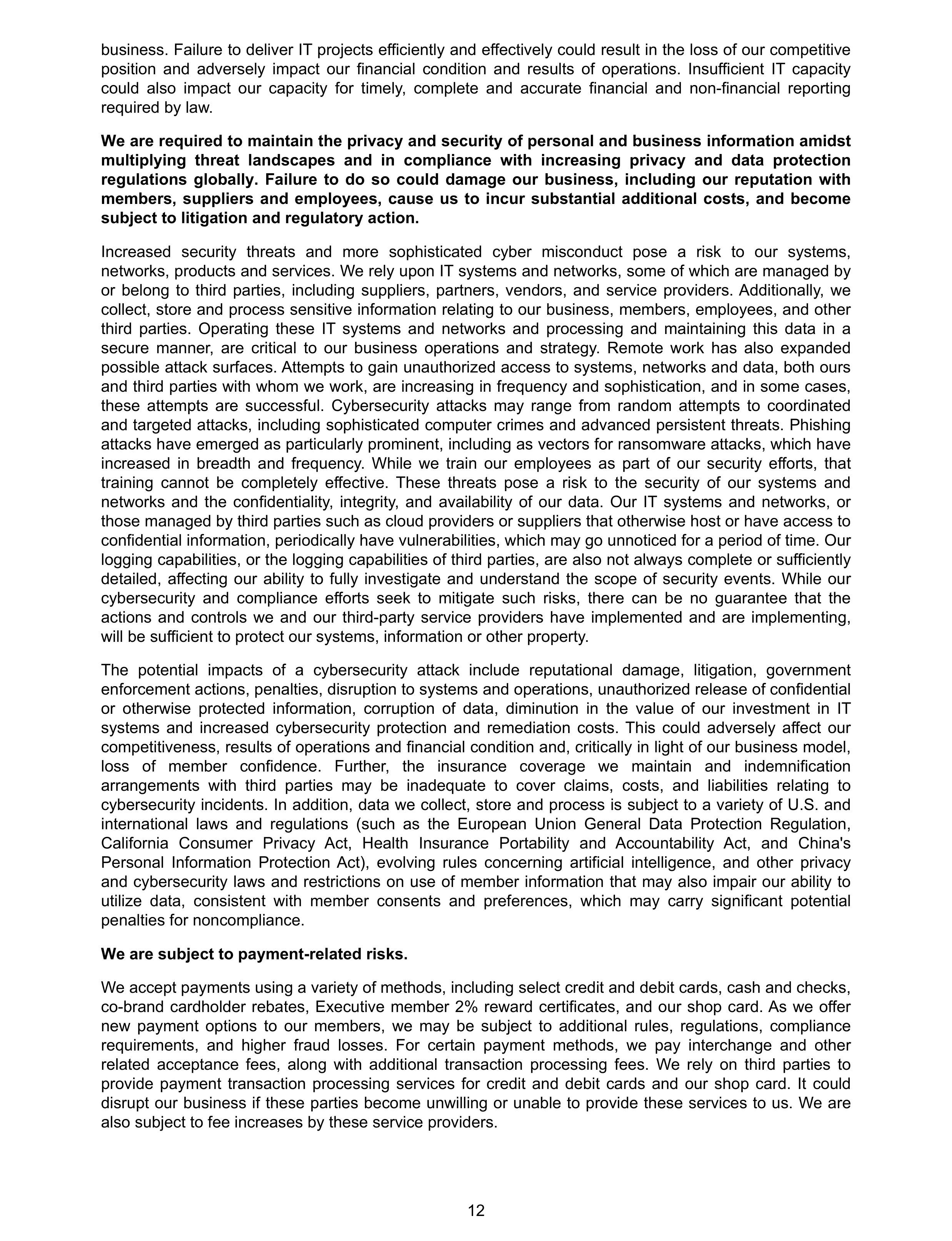 Costco Annual Report — page 18