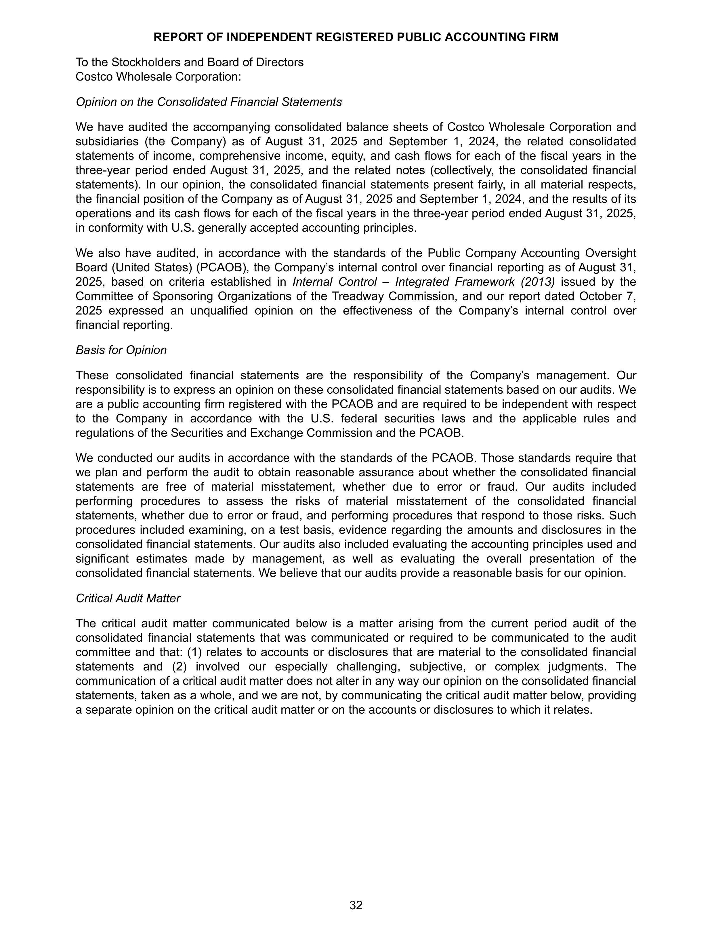 Costco Annual Report — page 38