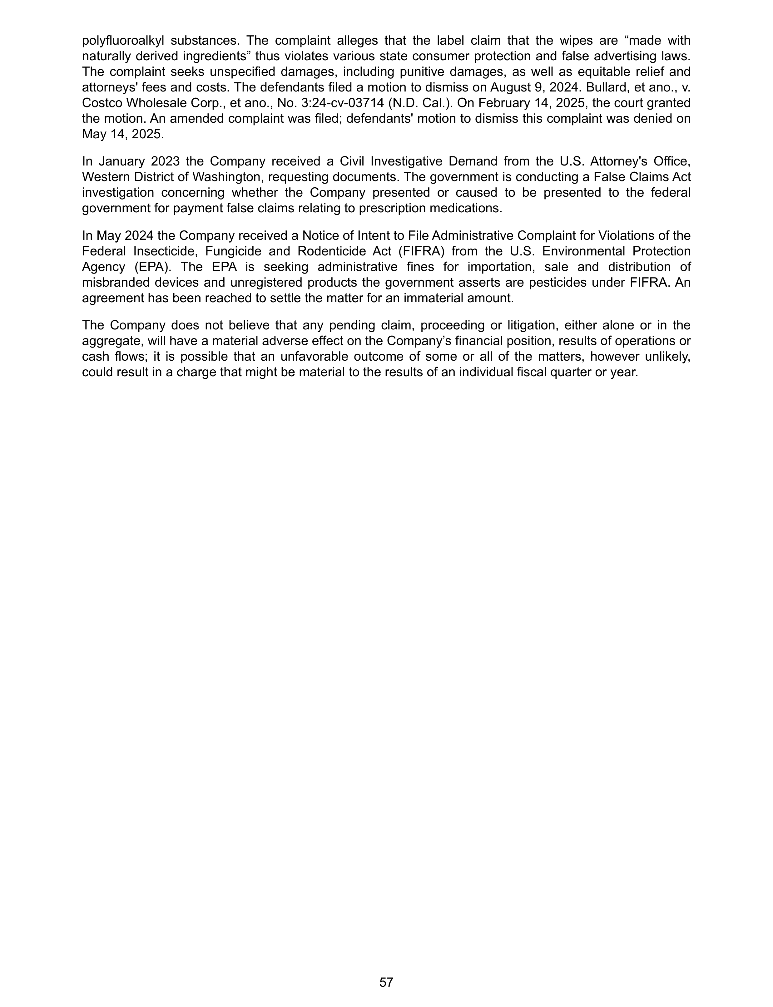 Costco Annual Report — page 63