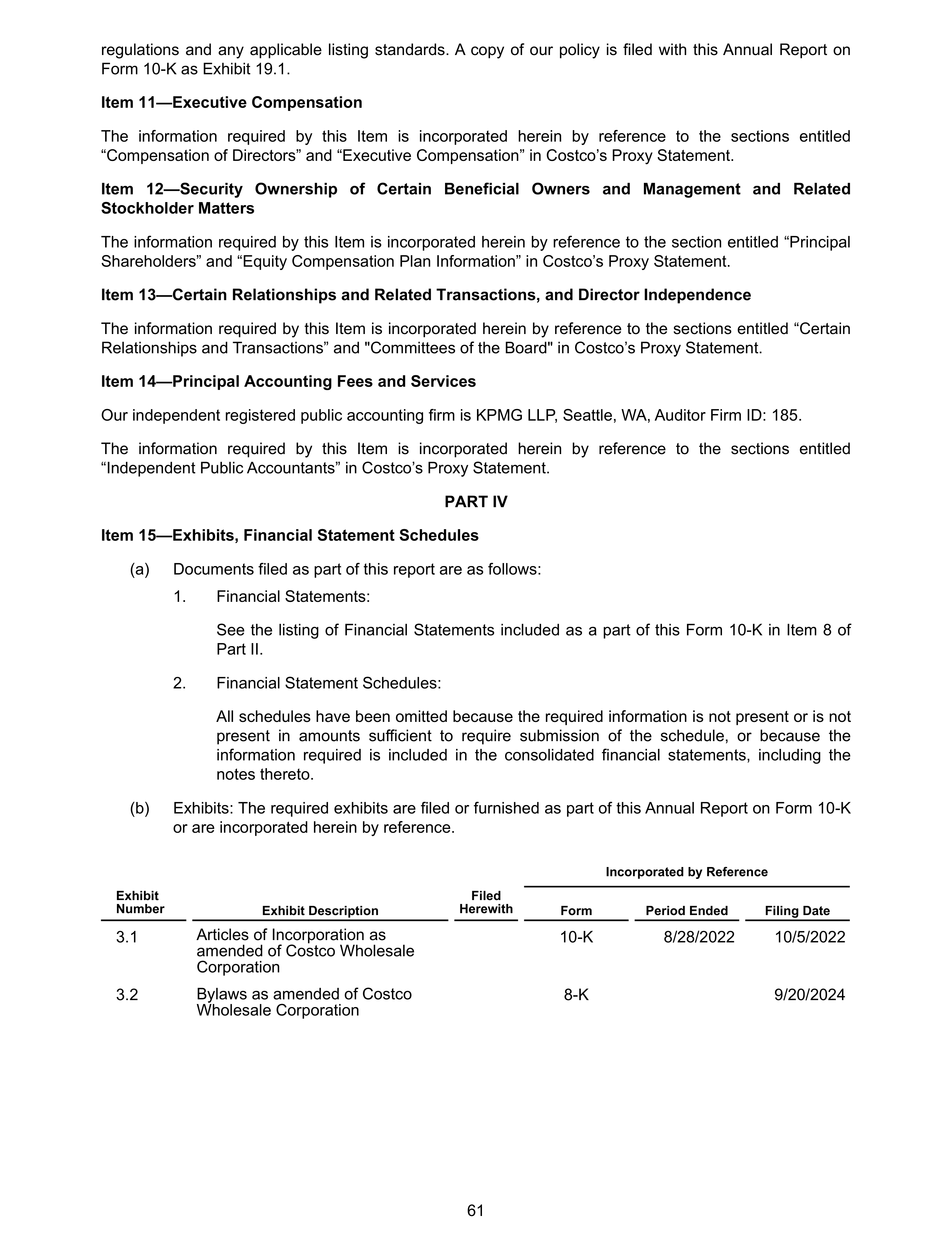 Costco Annual Report — page 67