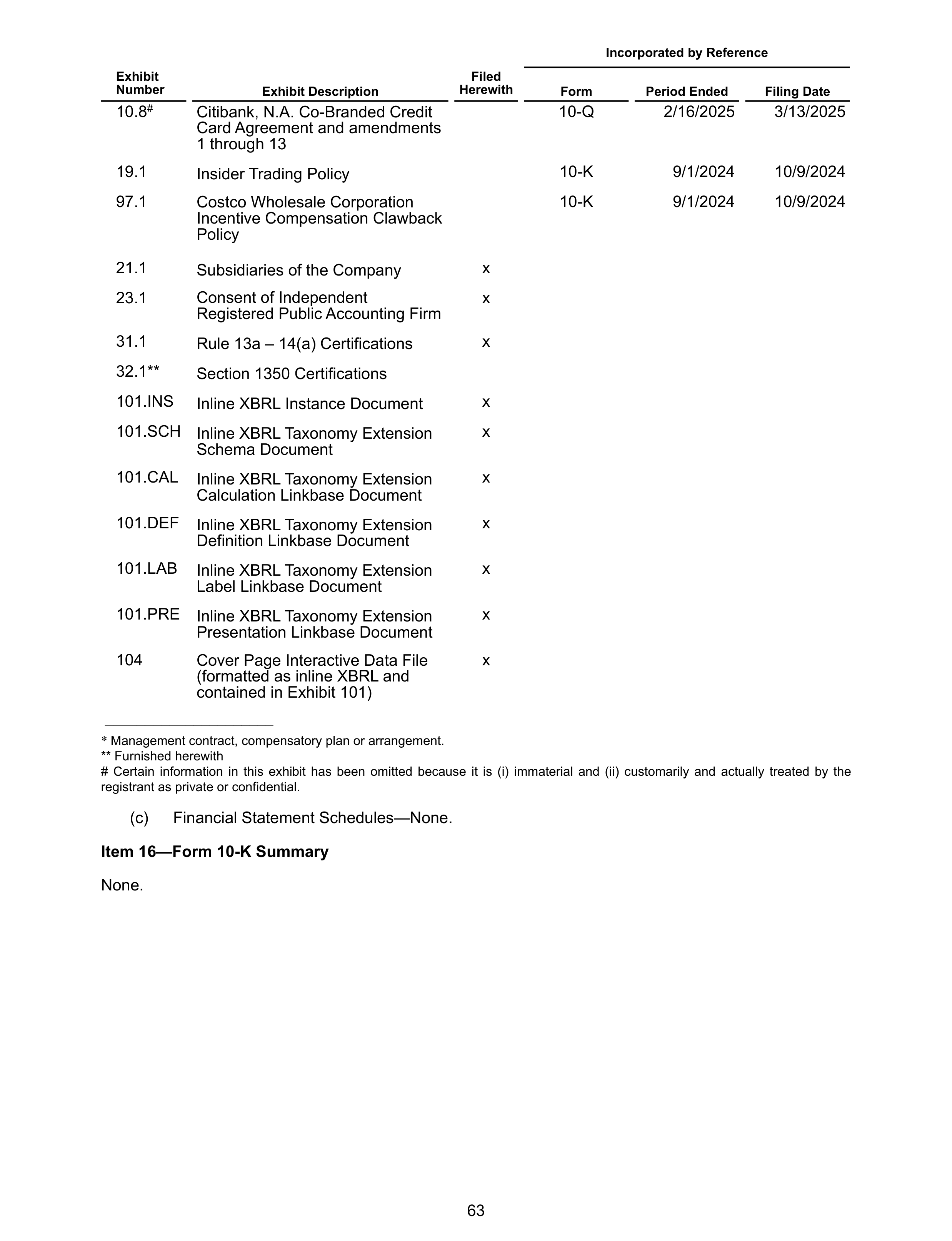 Costco Annual Report — page 69