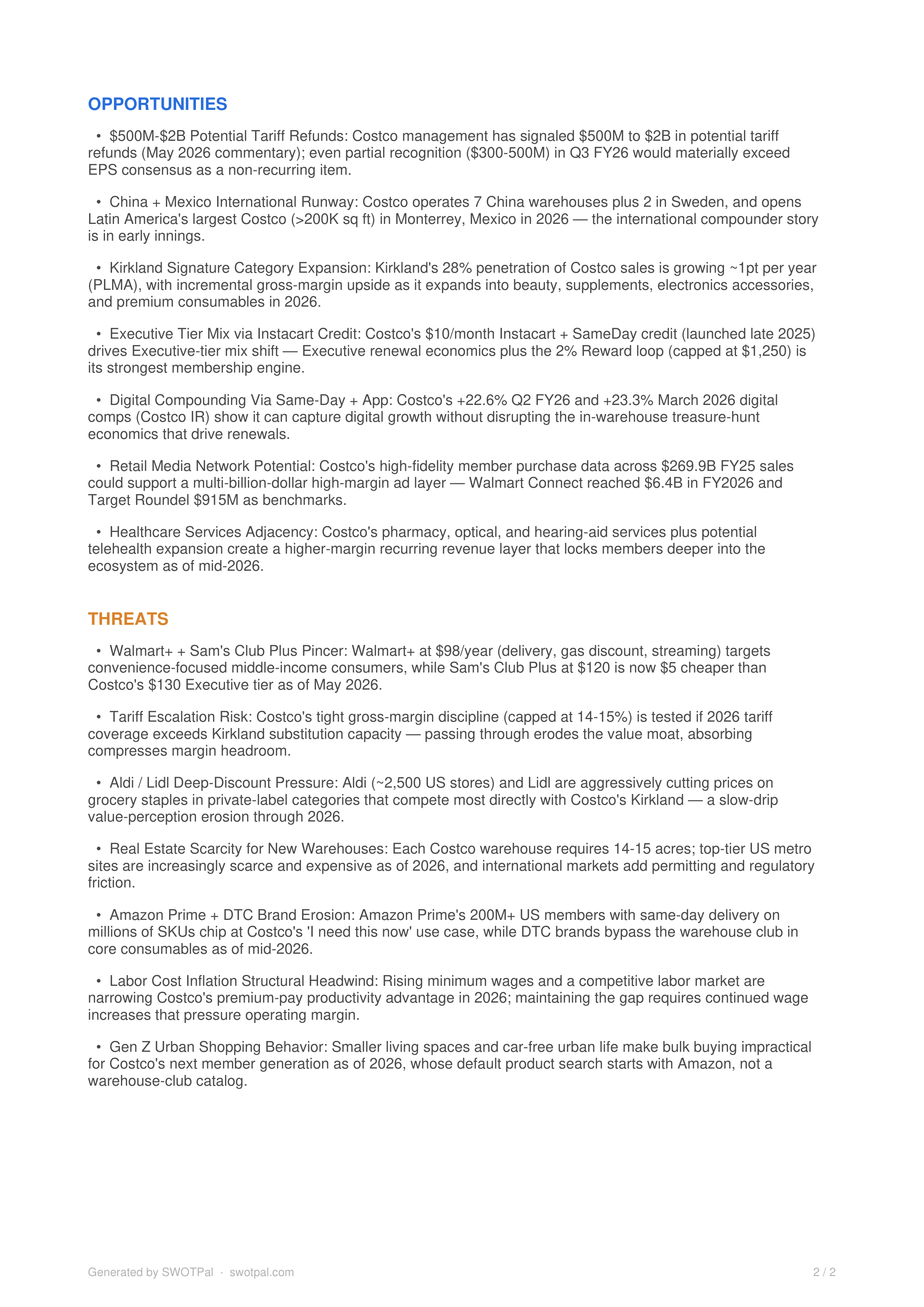 Costco Swot Analysis  — page 2