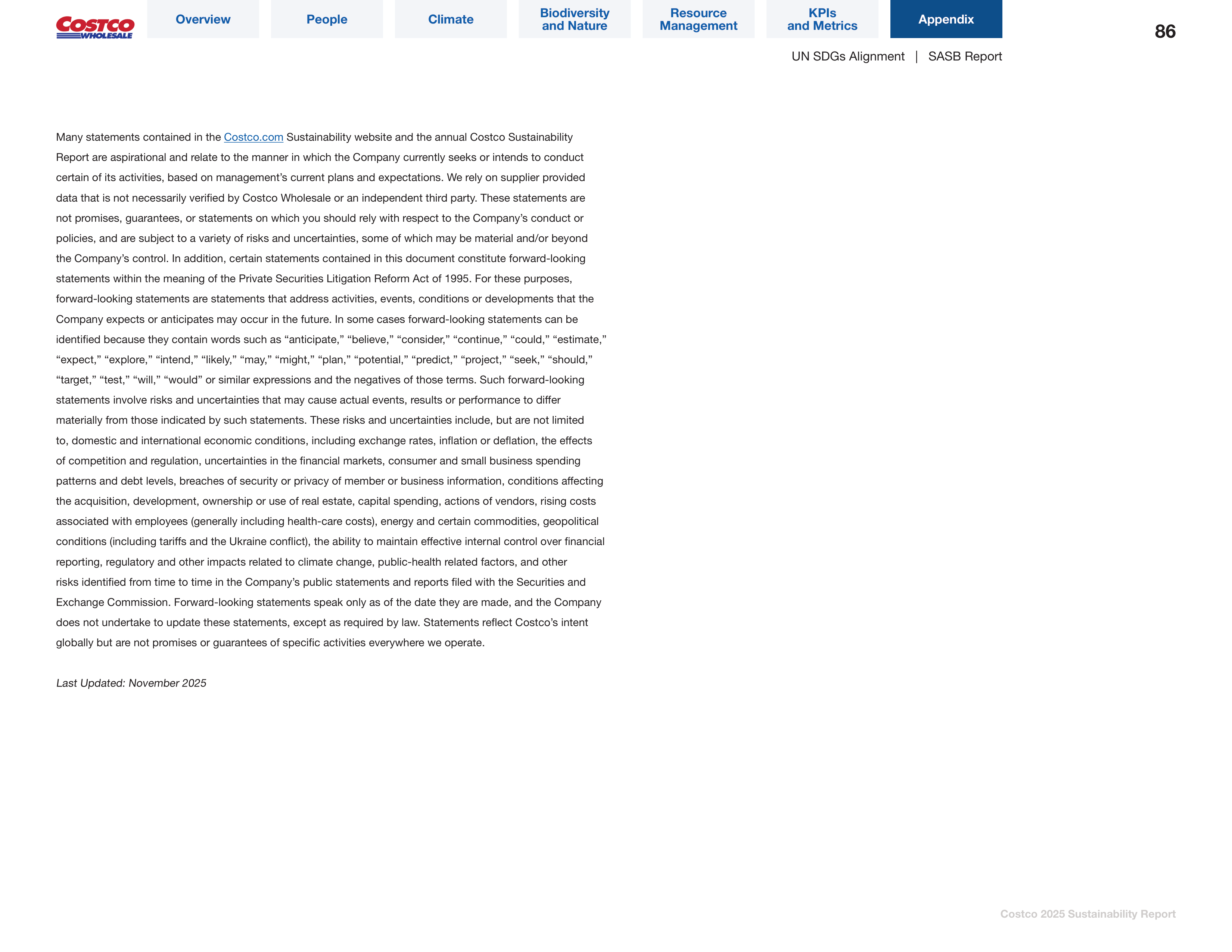 Costco Sustainability Report — page 86