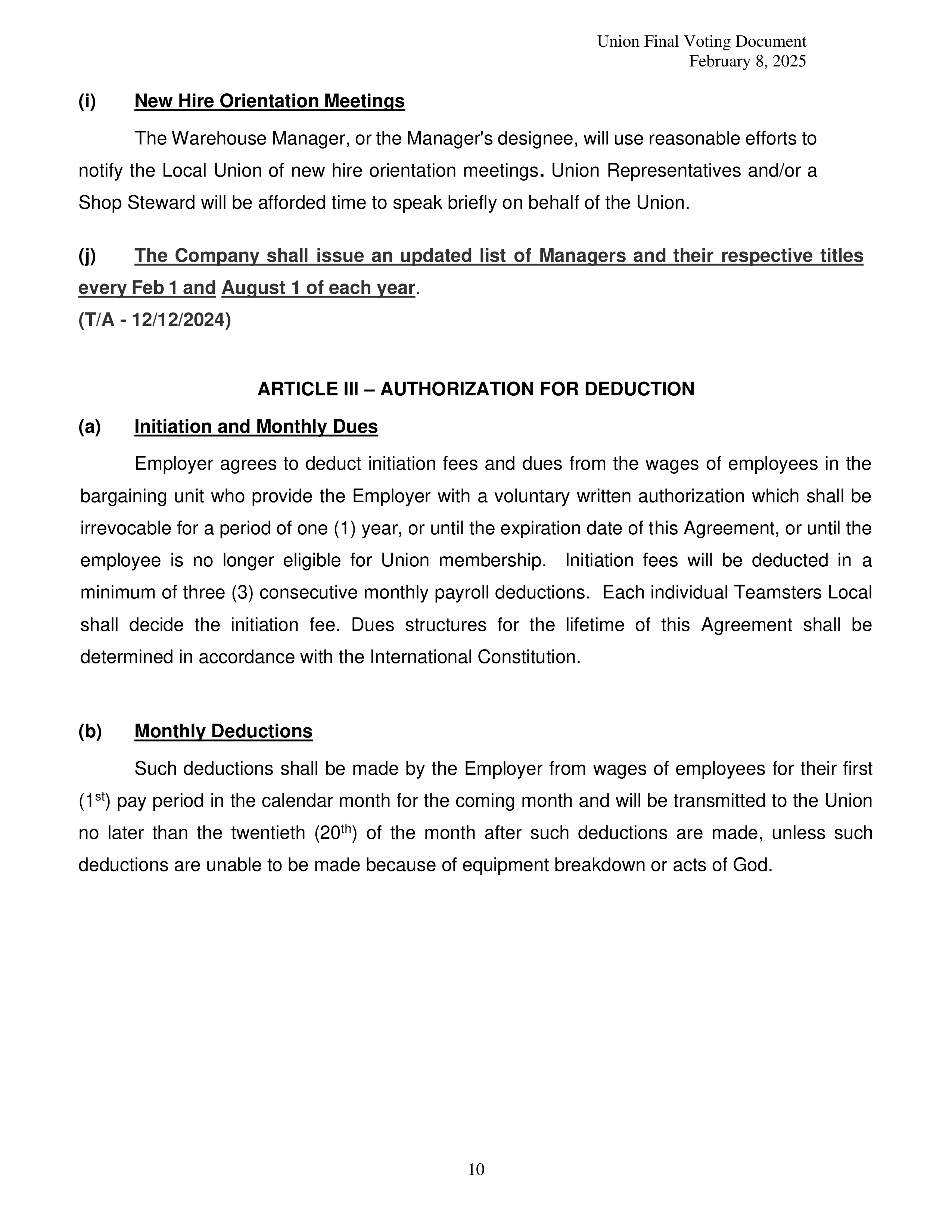 Costco Wholesale Teamsters Agreement — page 10