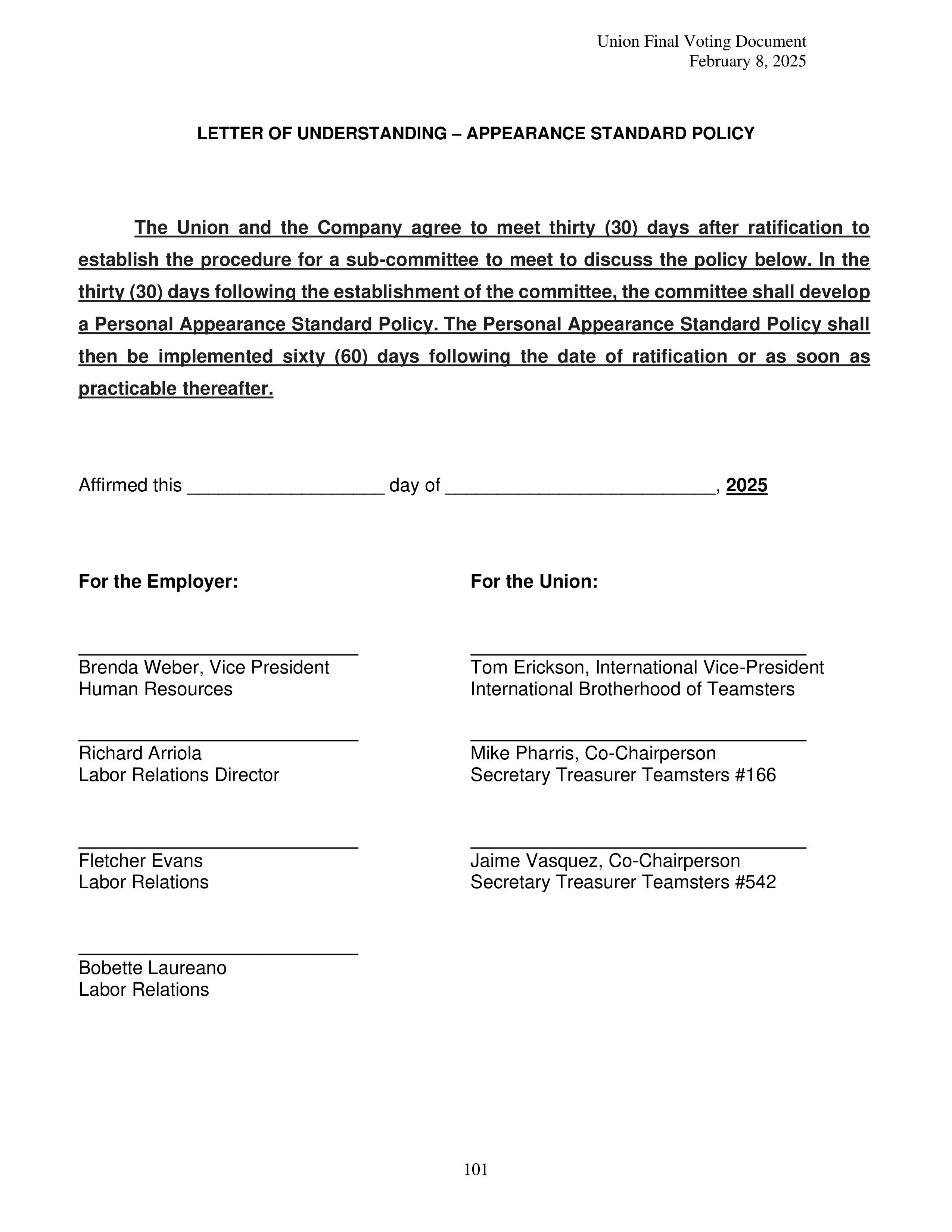 Costco Wholesale Teamsters Agreement — page 101