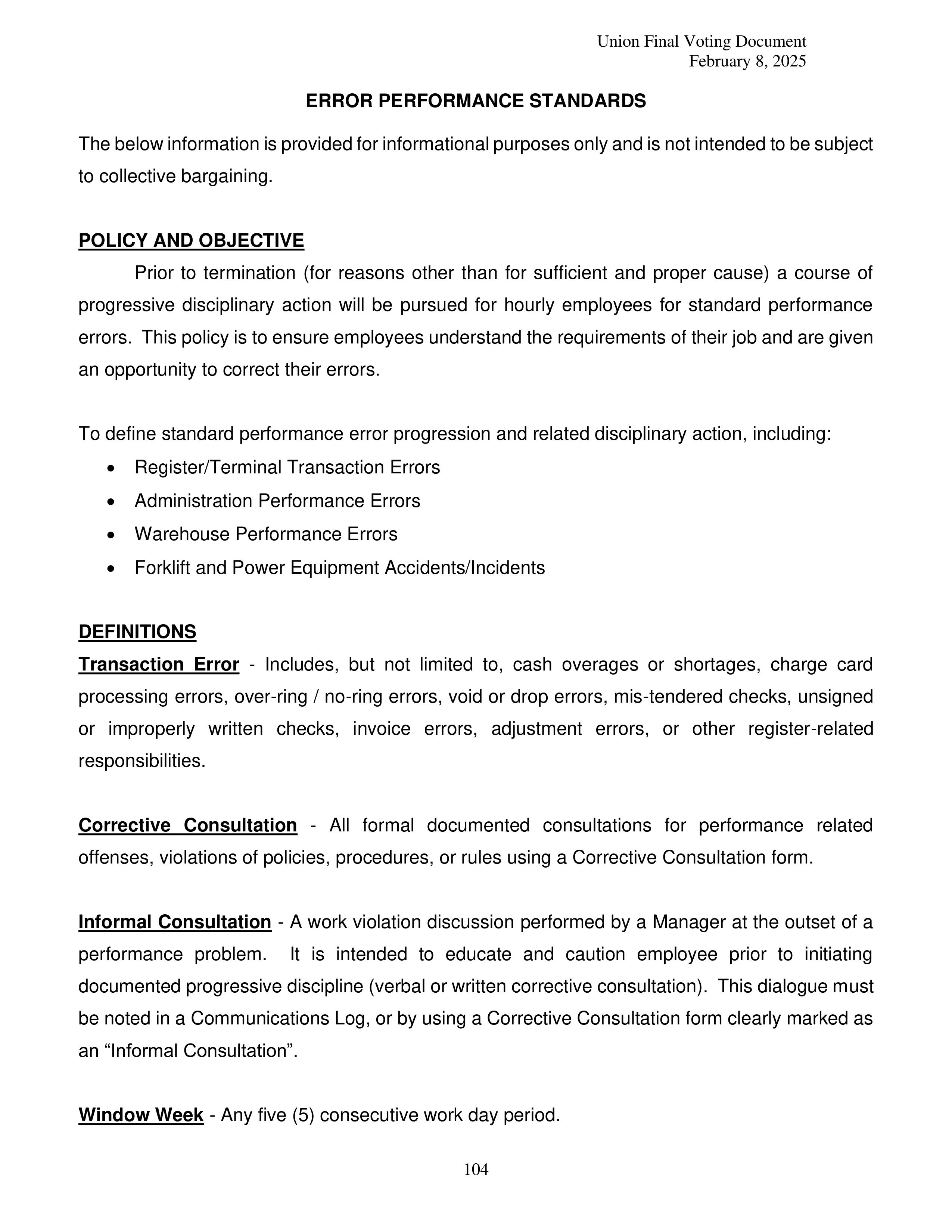Costco Wholesale Teamsters Agreement — page 104