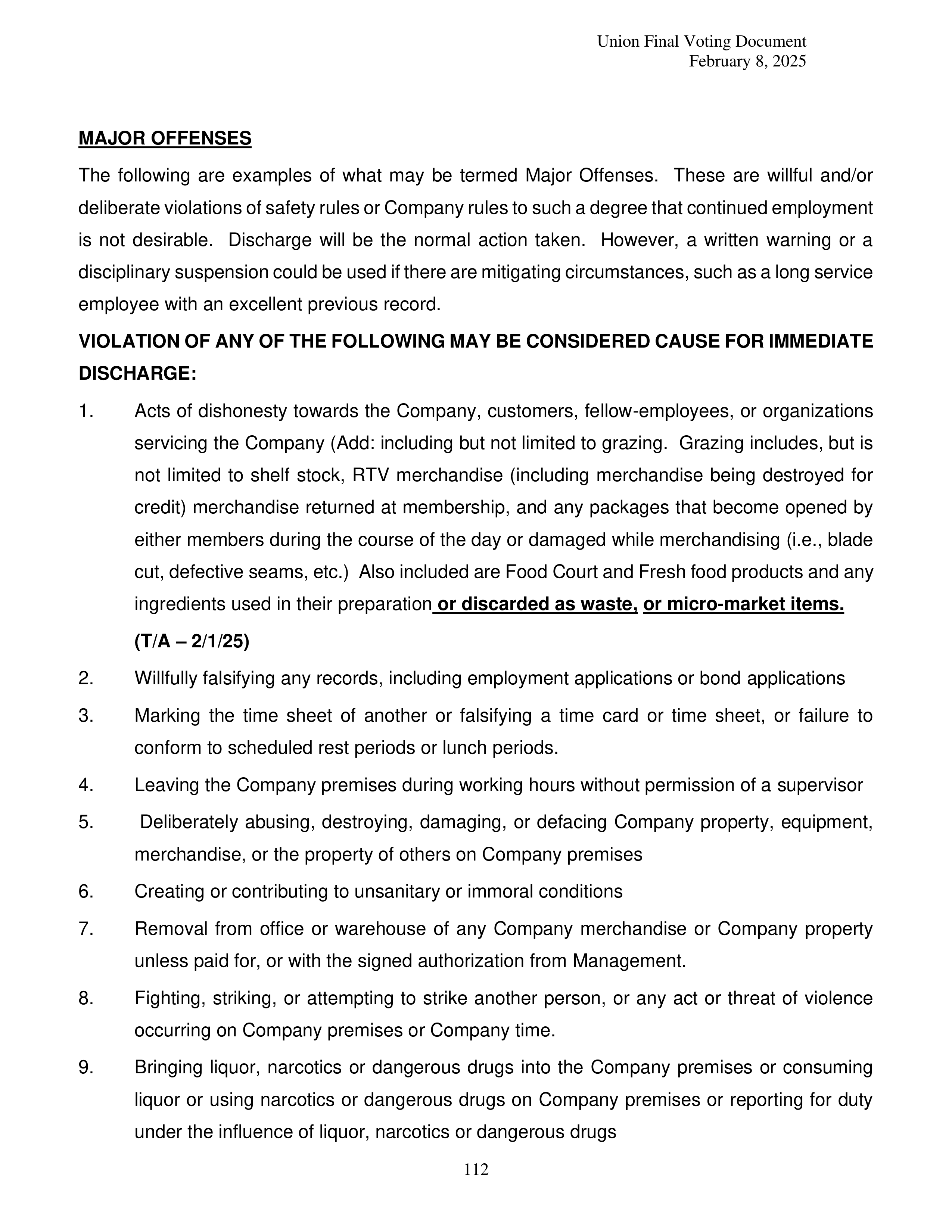Costco Wholesale Teamsters Agreement — page 112