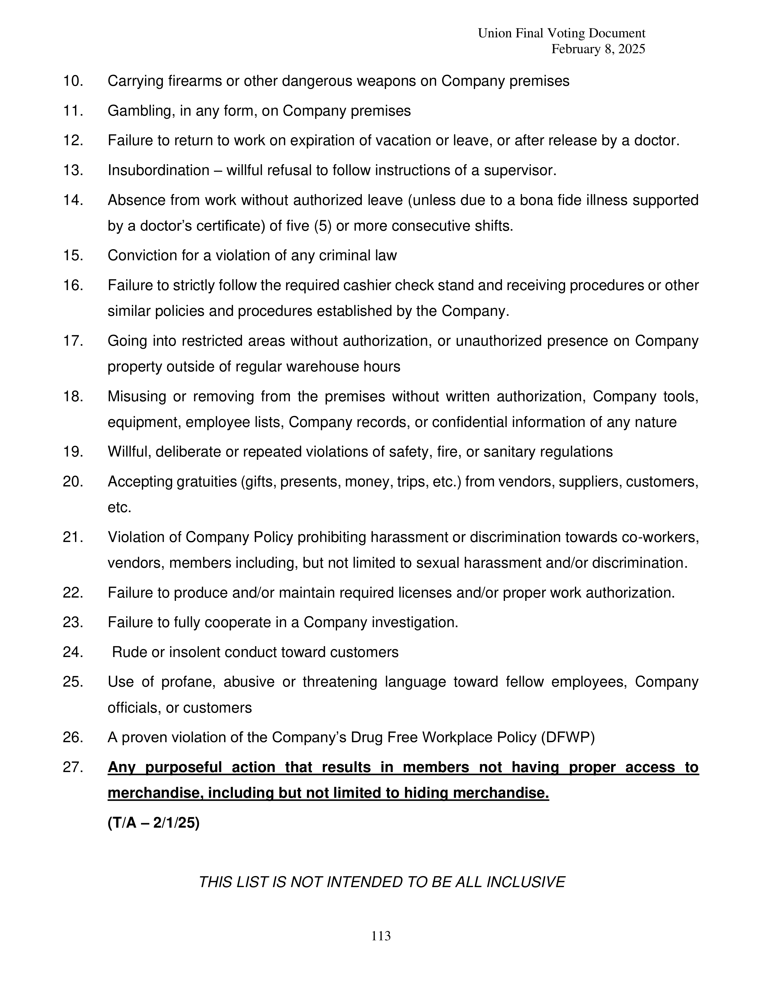 Costco Wholesale Teamsters Agreement — page 113