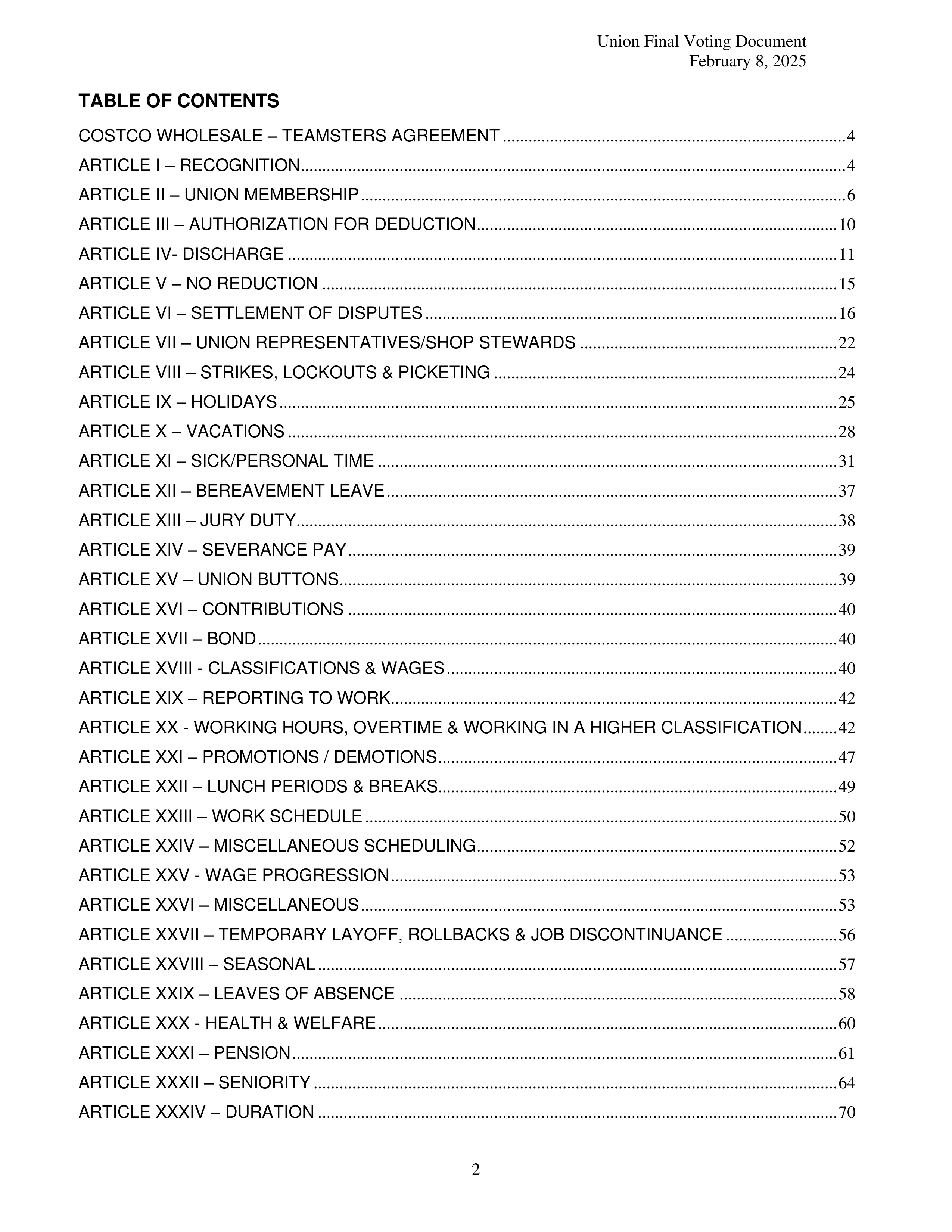 Costco Wholesale Teamsters Agreement — page 2