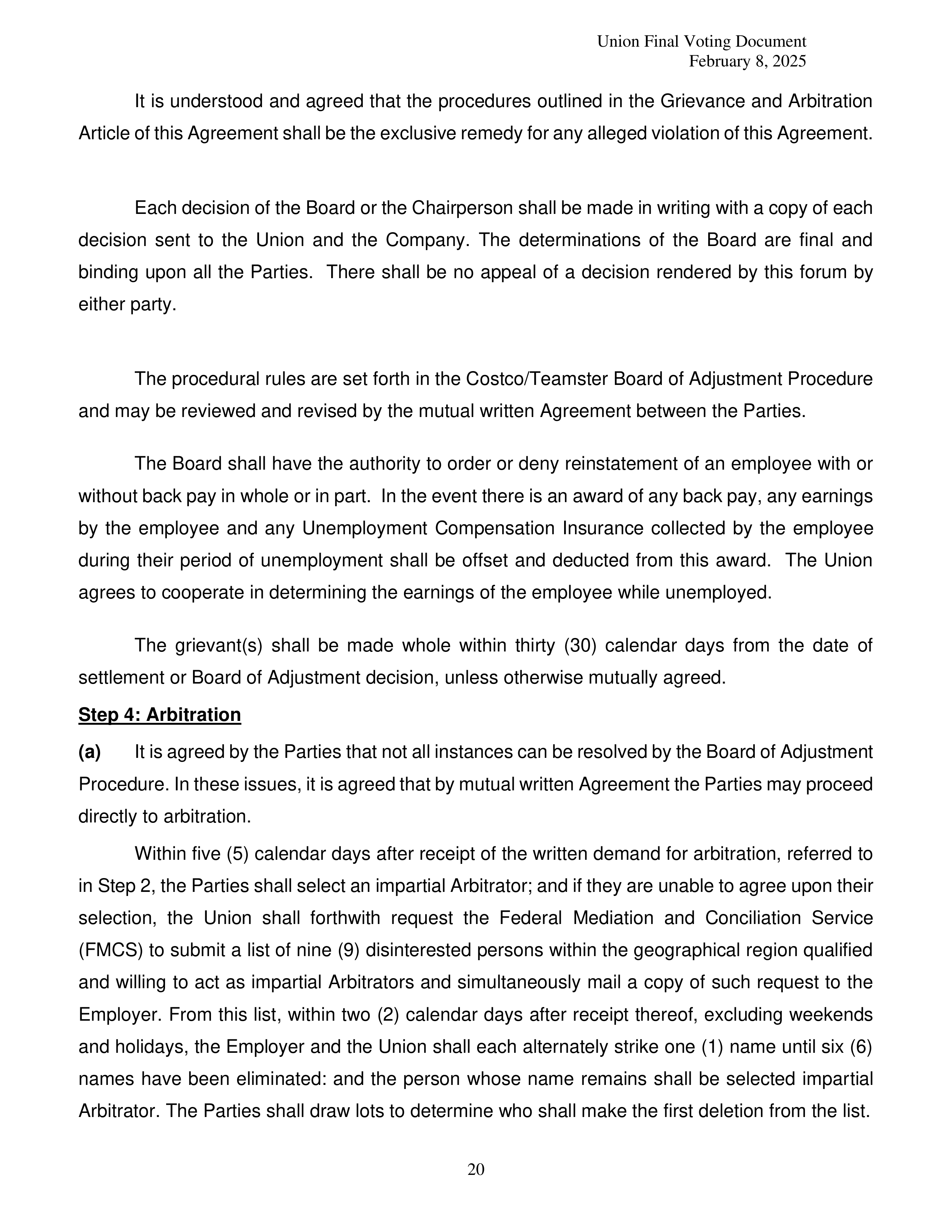 Costco Wholesale Teamsters Agreement — page 20