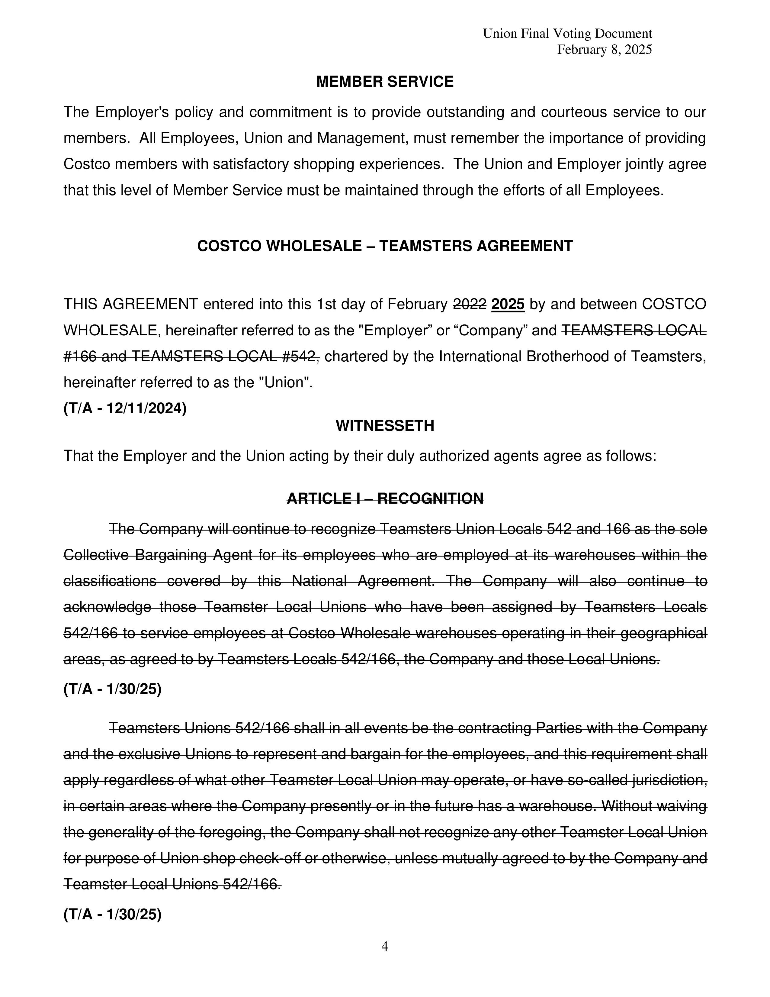 Costco Wholesale Teamsters Agreement — page 4