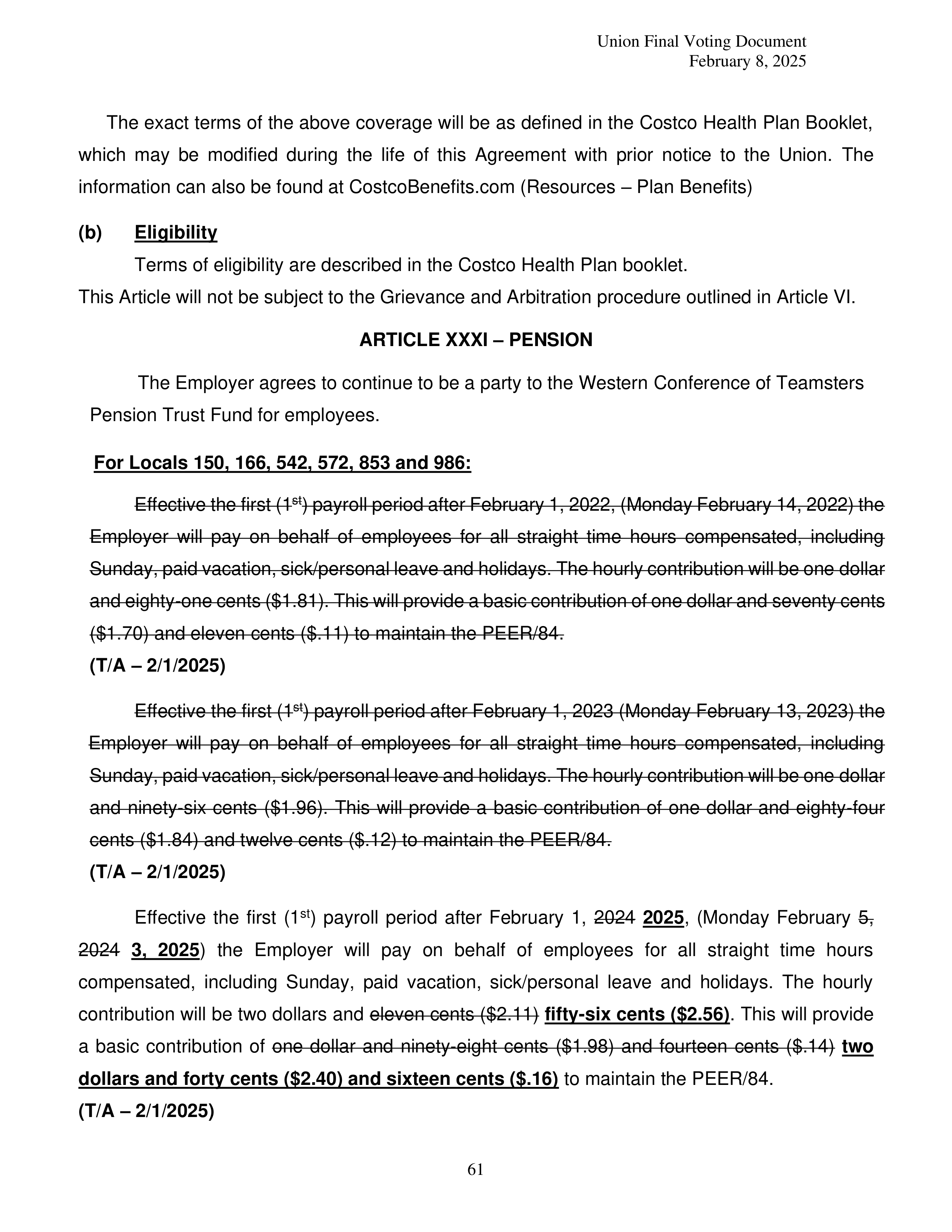 Costco Wholesale Teamsters Agreement — page 61