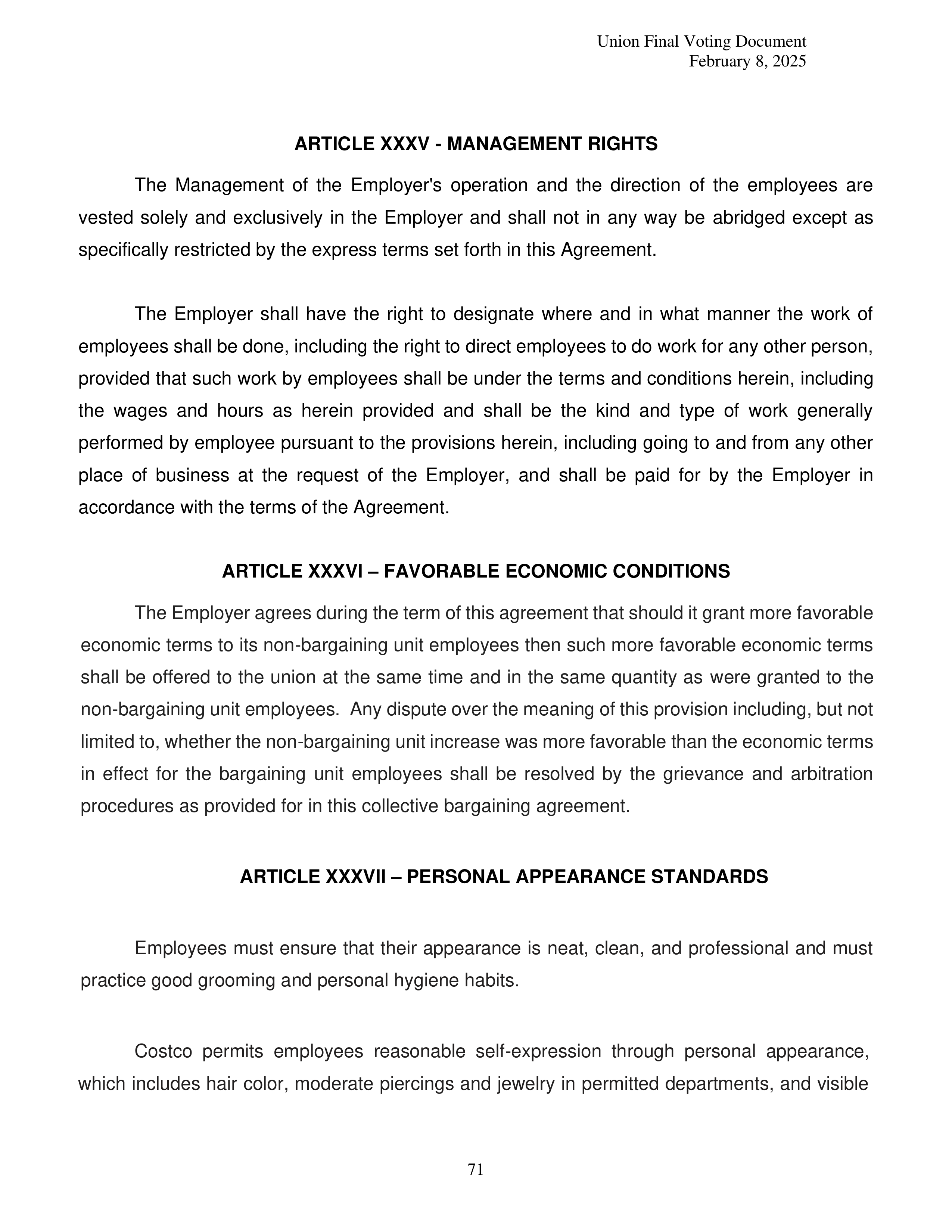 Costco Wholesale Teamsters Agreement — page 71