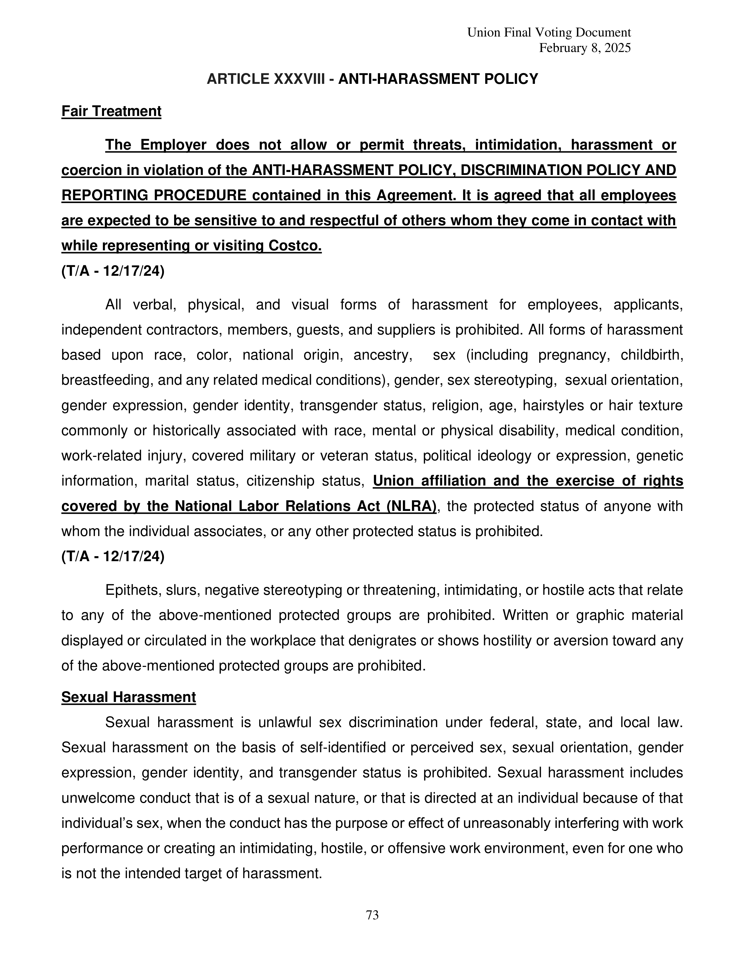Costco Wholesale Teamsters Agreement — page 73
