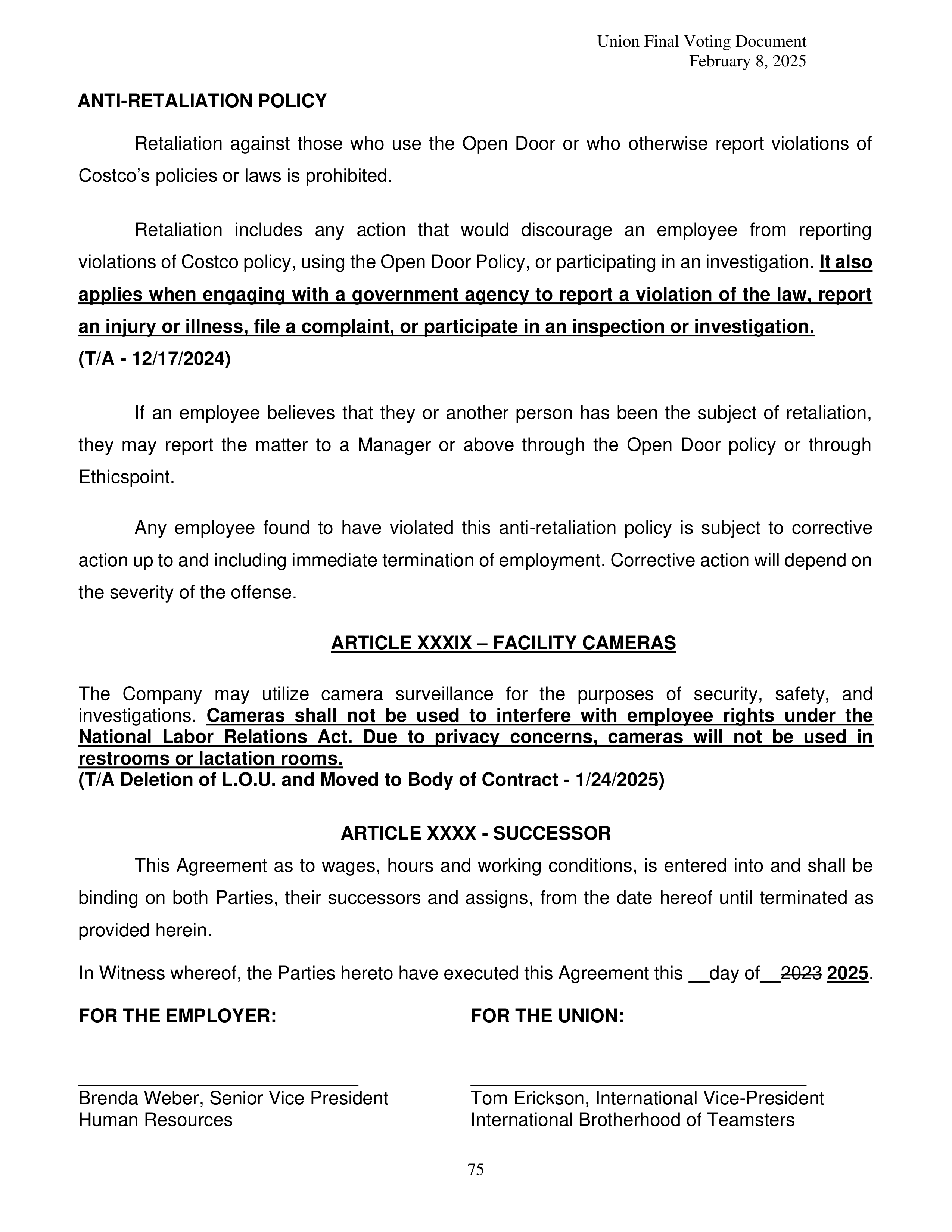 Costco Wholesale Teamsters Agreement — page 75