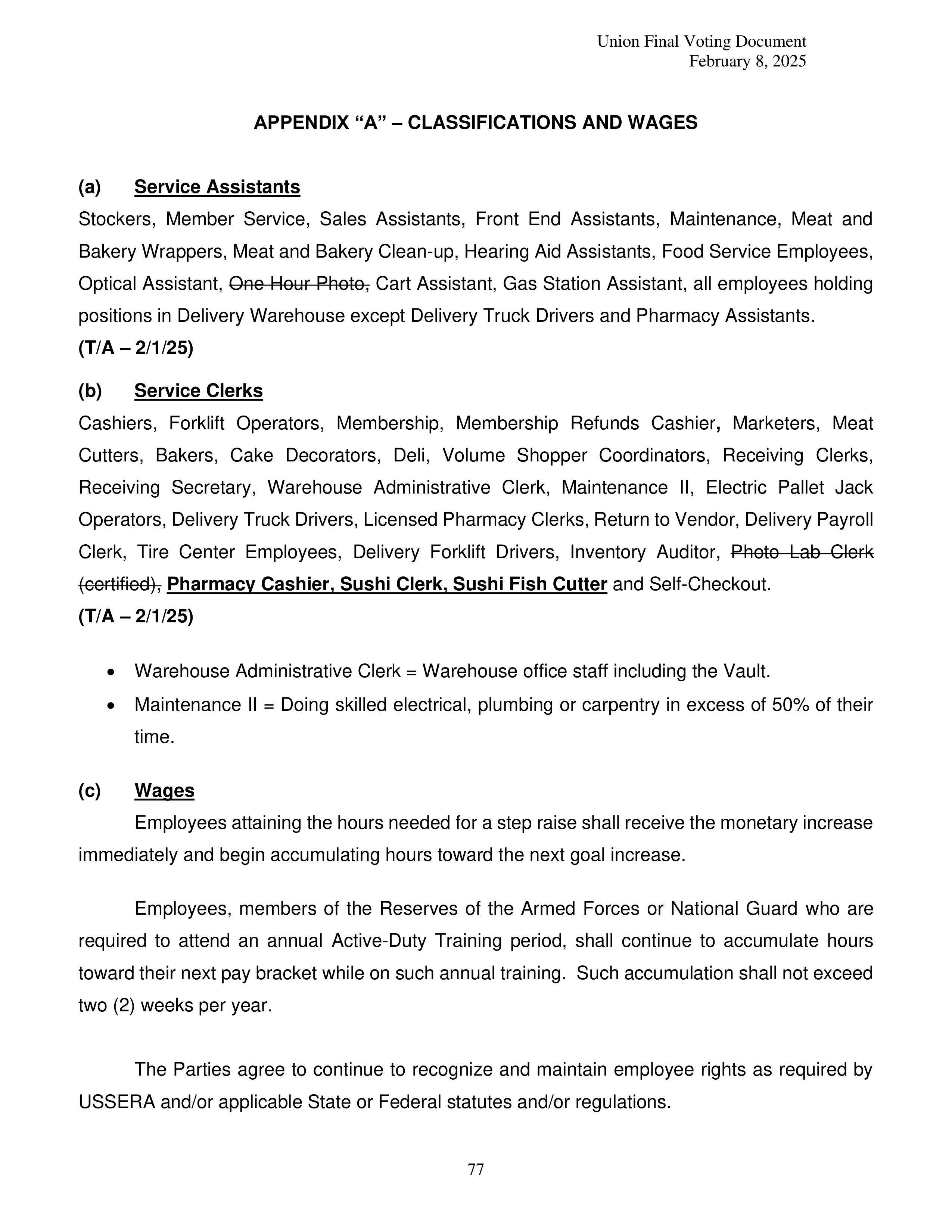 Costco Wholesale Teamsters Agreement — page 77