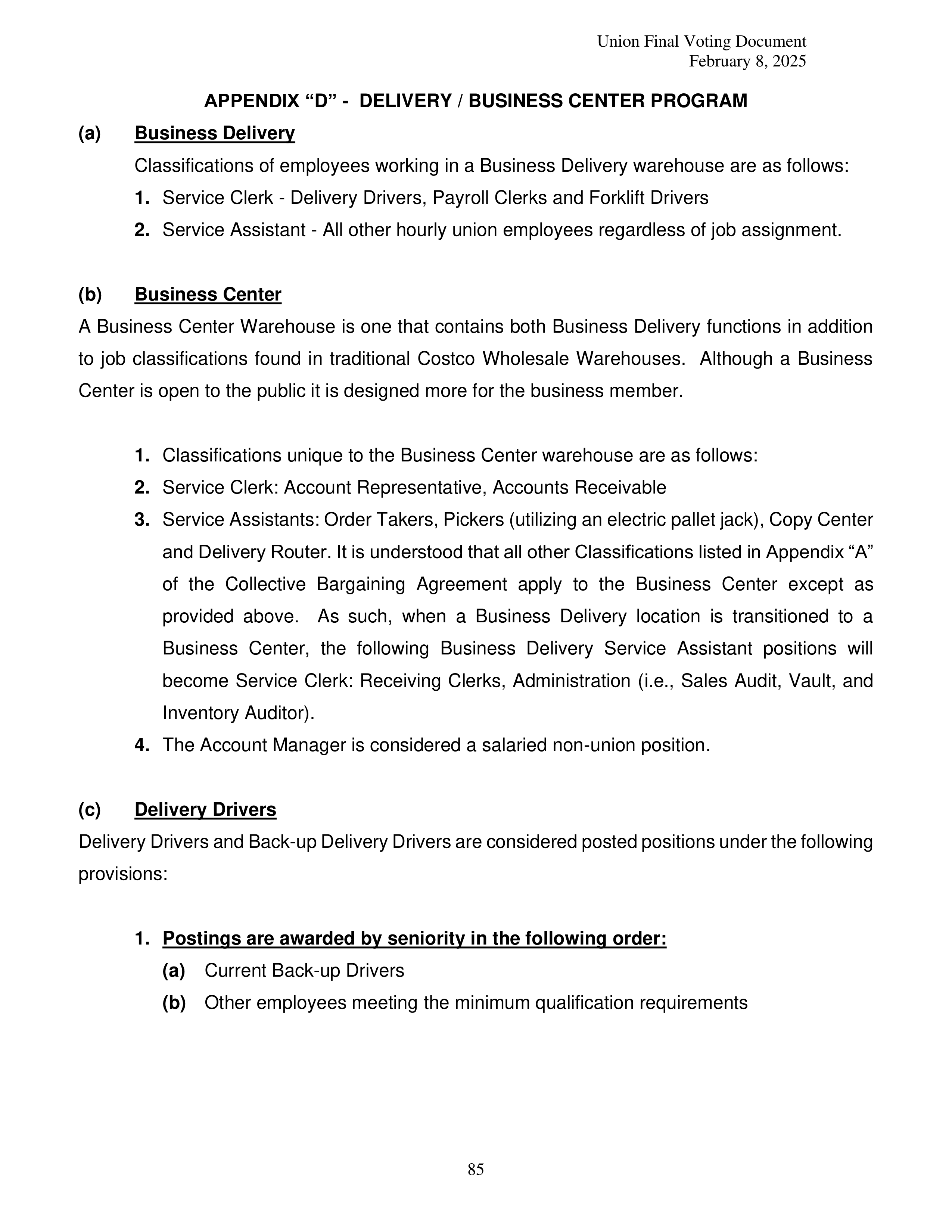 Costco Wholesale Teamsters Agreement — page 85