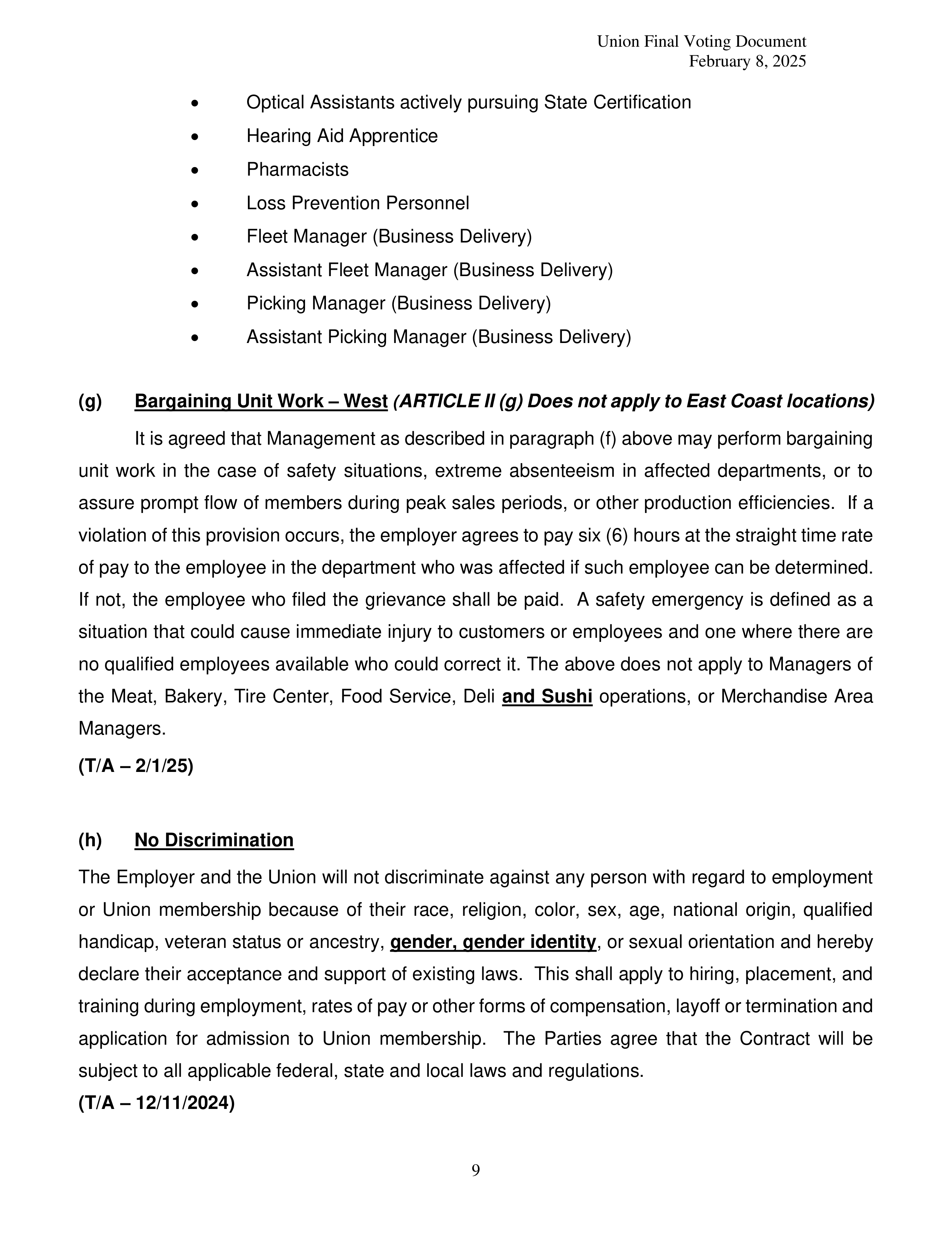 Costco Wholesale Teamsters Agreement — page 9