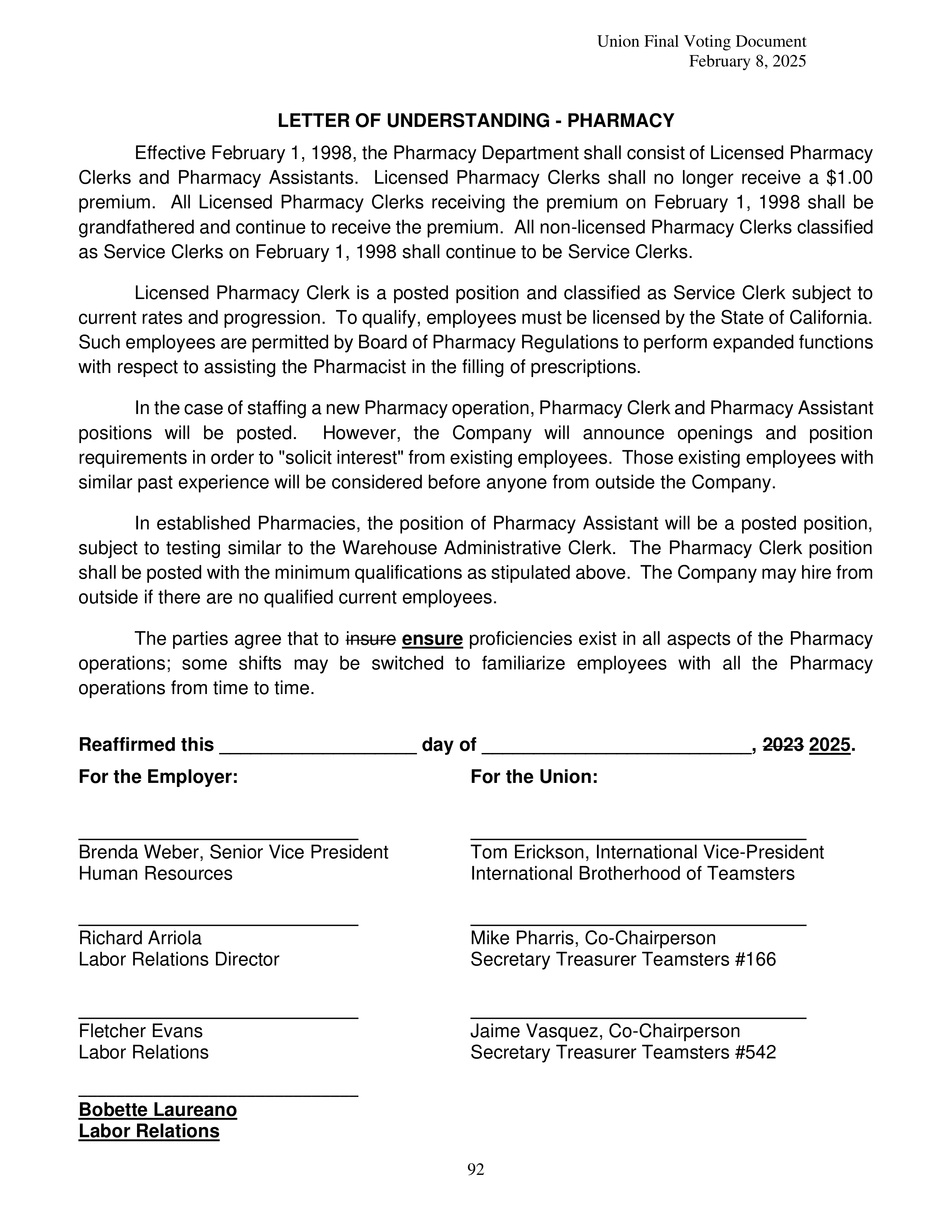 Costco Wholesale Teamsters Agreement — page 92