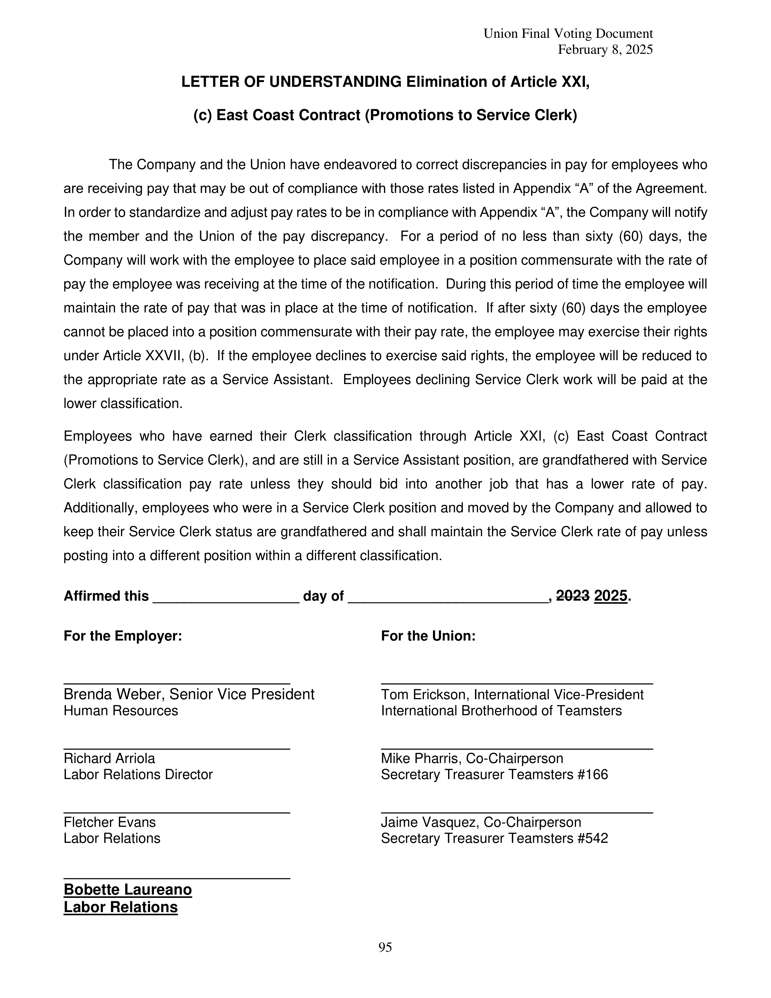 Costco Wholesale Teamsters Agreement — page 95