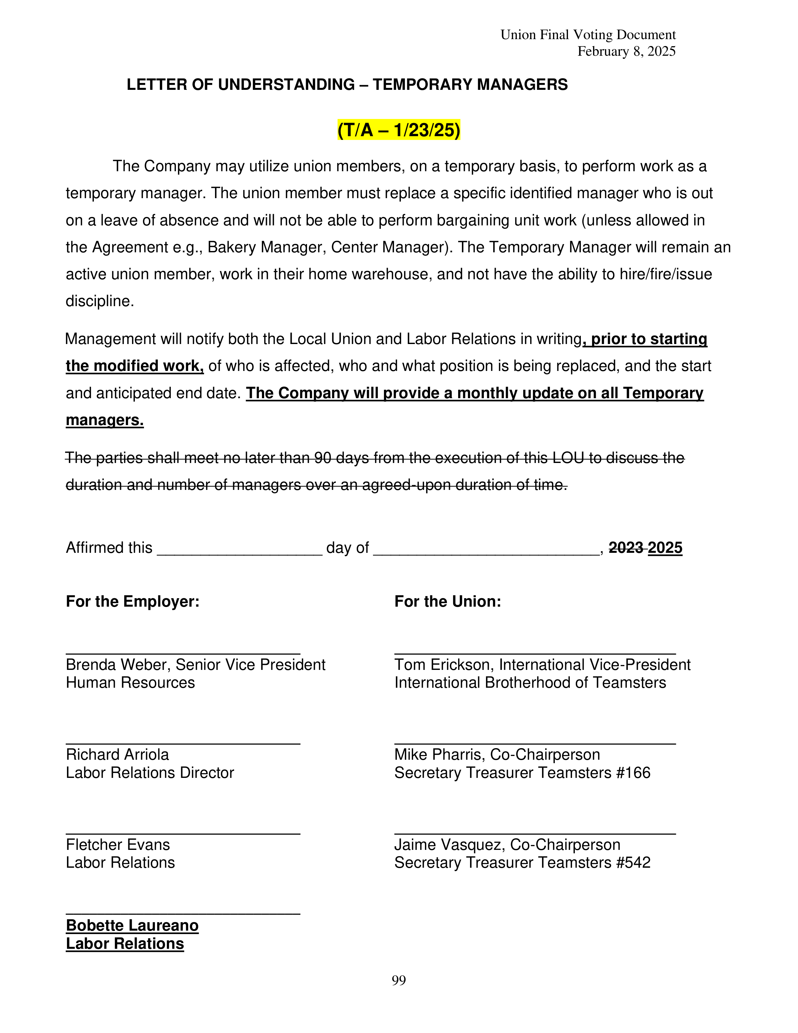 Costco Wholesale Teamsters Agreement — page 99