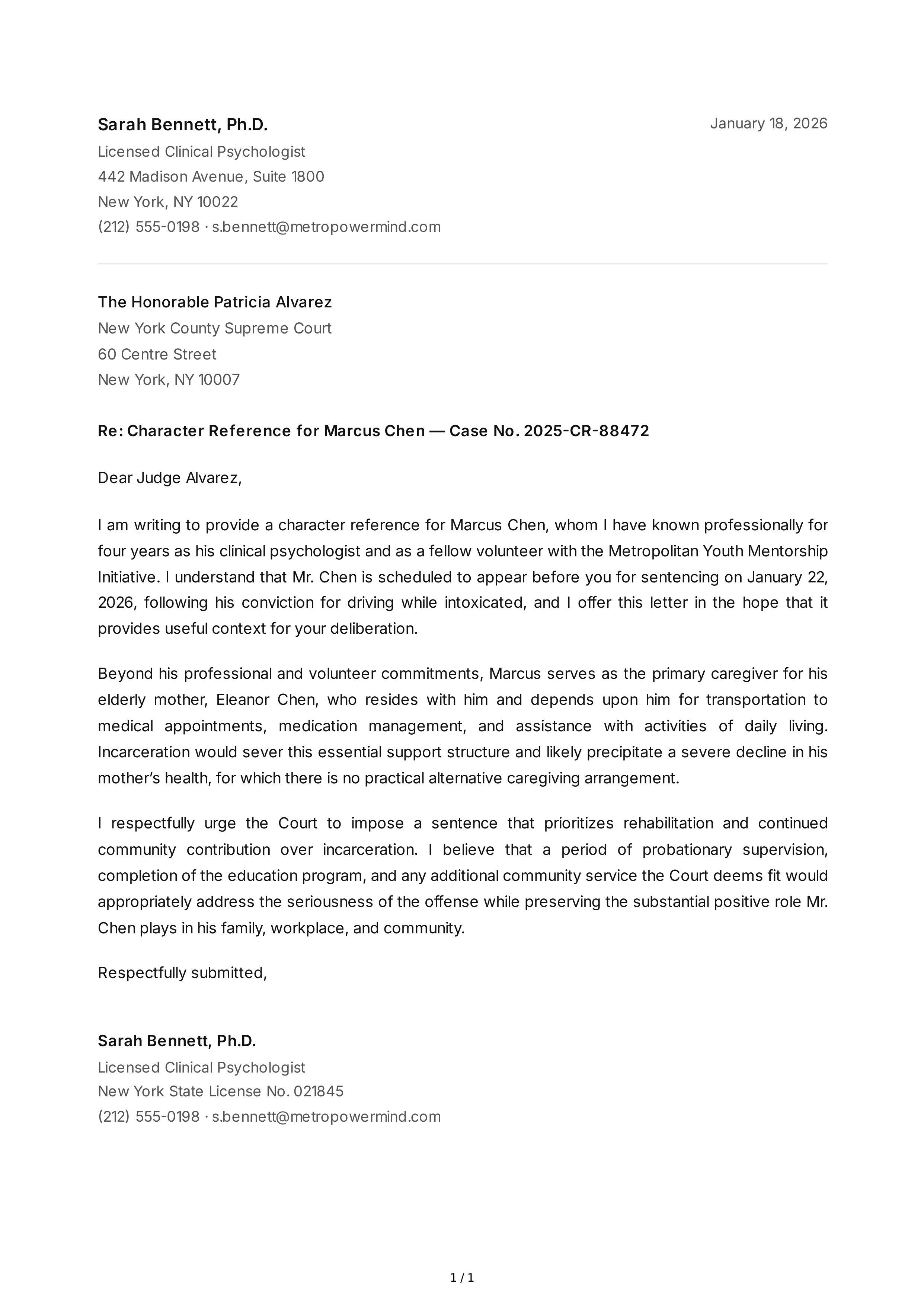 Court Reference Letter — page 1