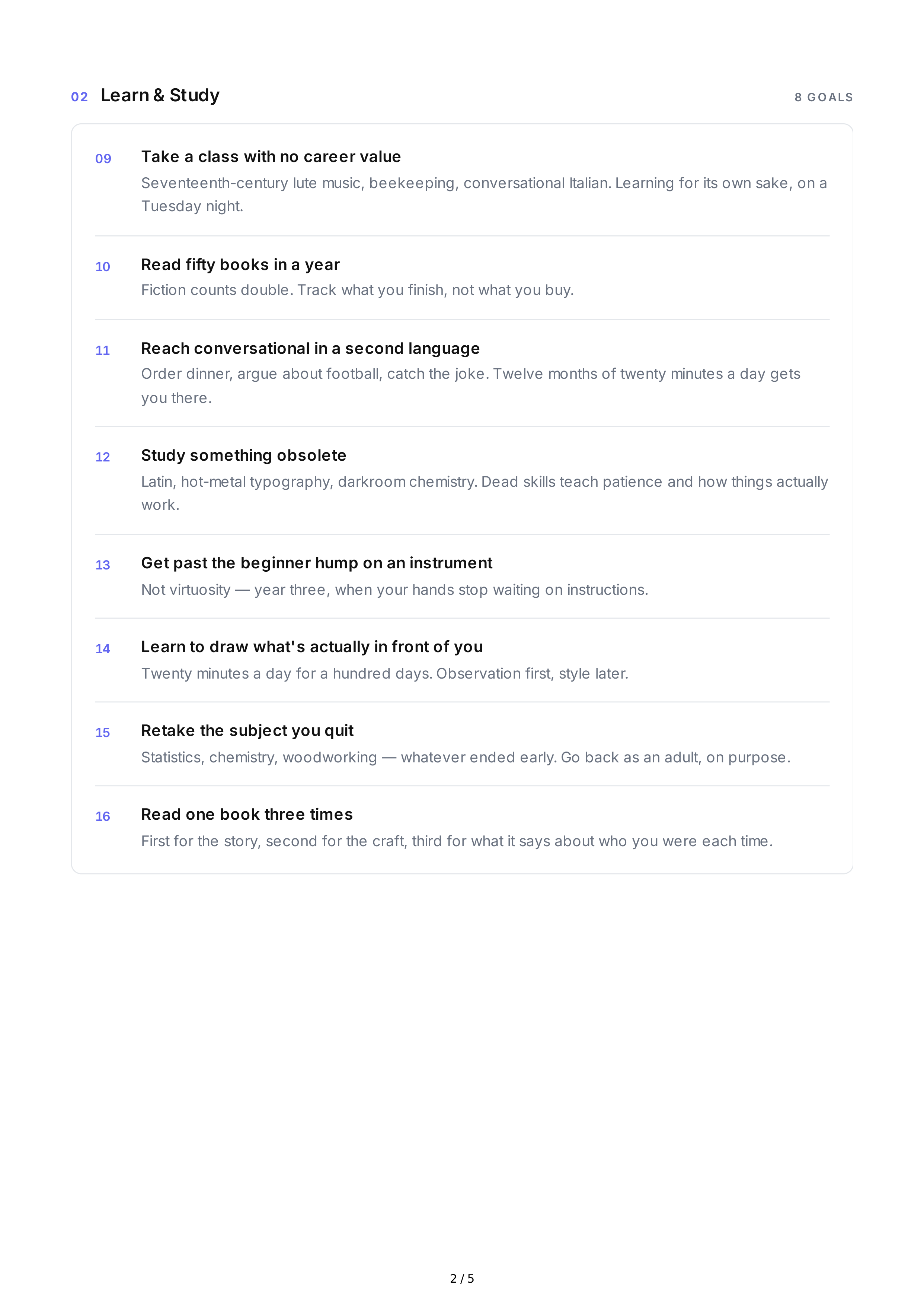 Creative Life Goals — page 2
