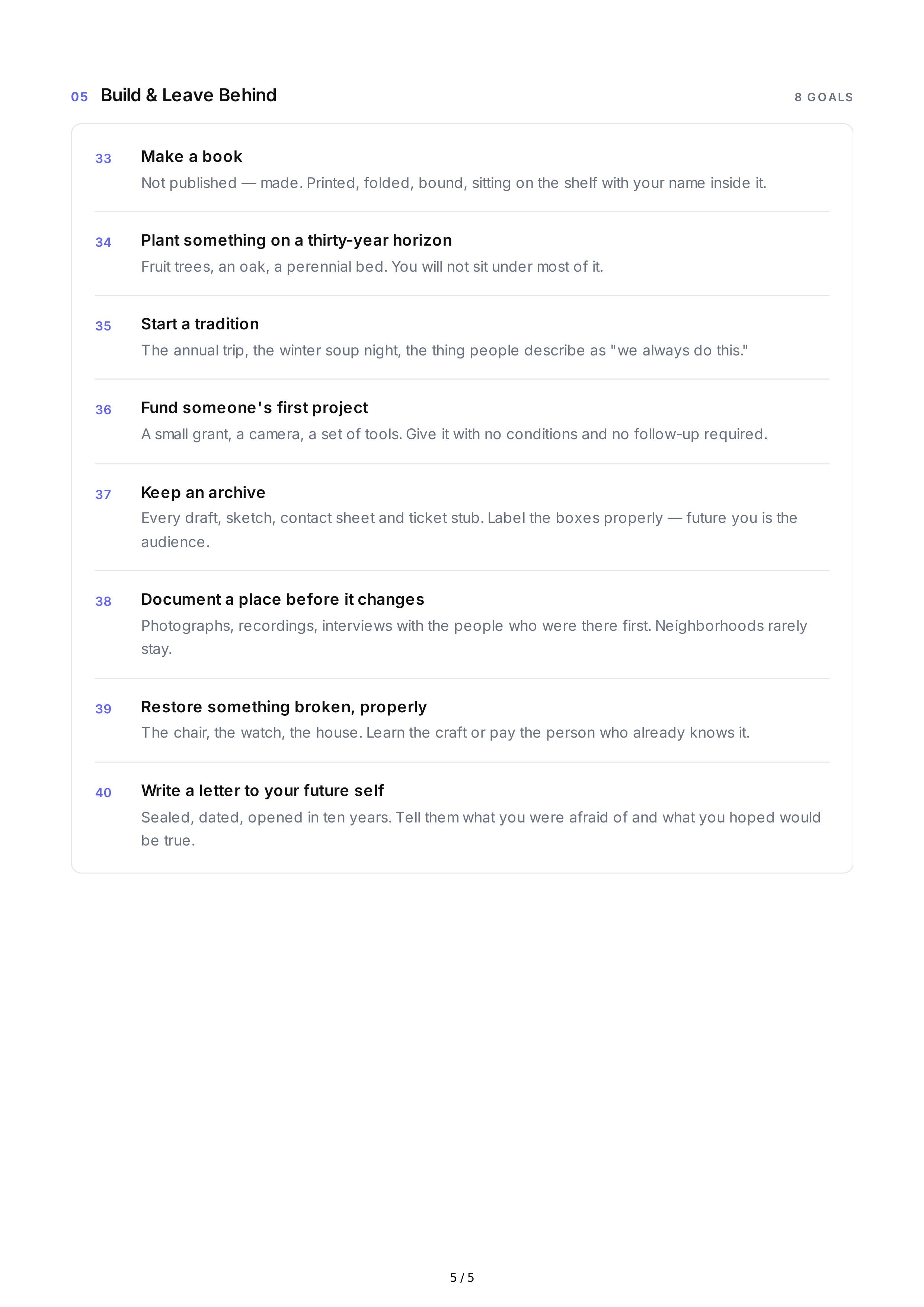 Creative Life Goals — page 5