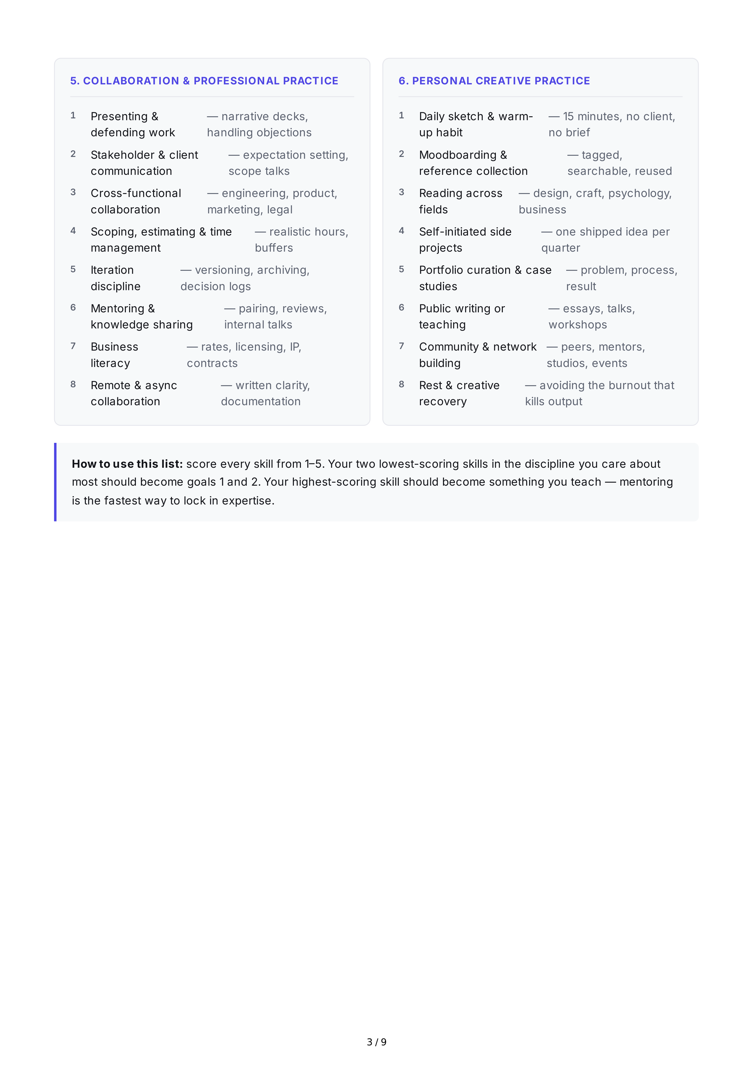 Creative Skill Development Professional Goals — page 3