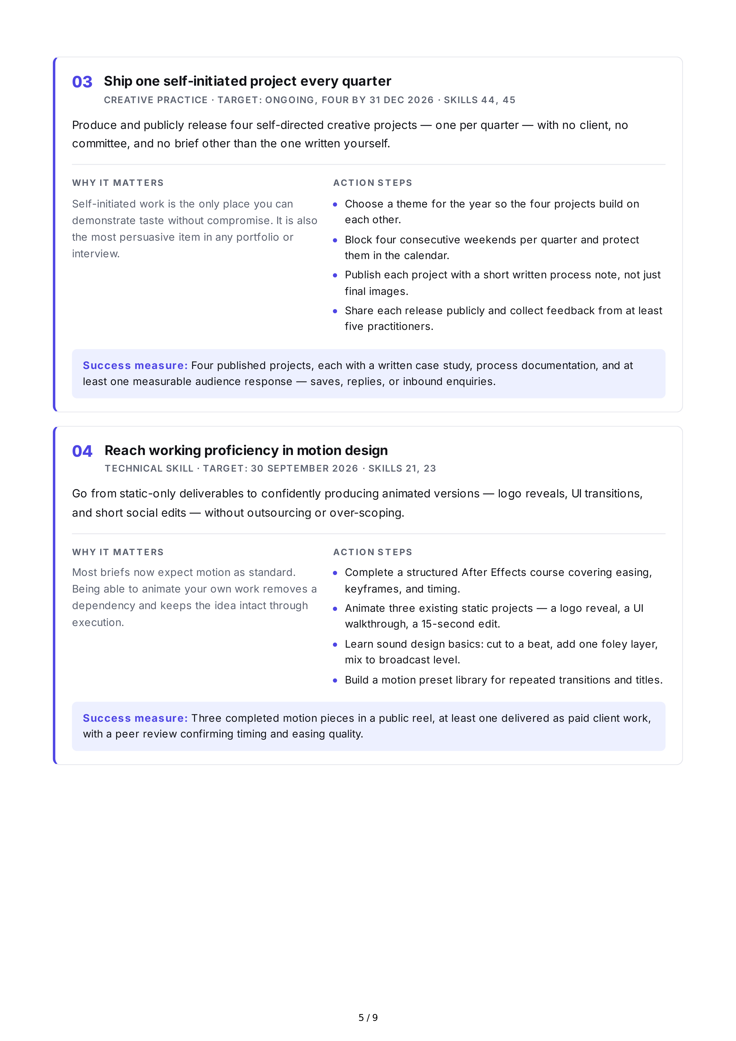 Creative Skill Development Professional Goals — page 5