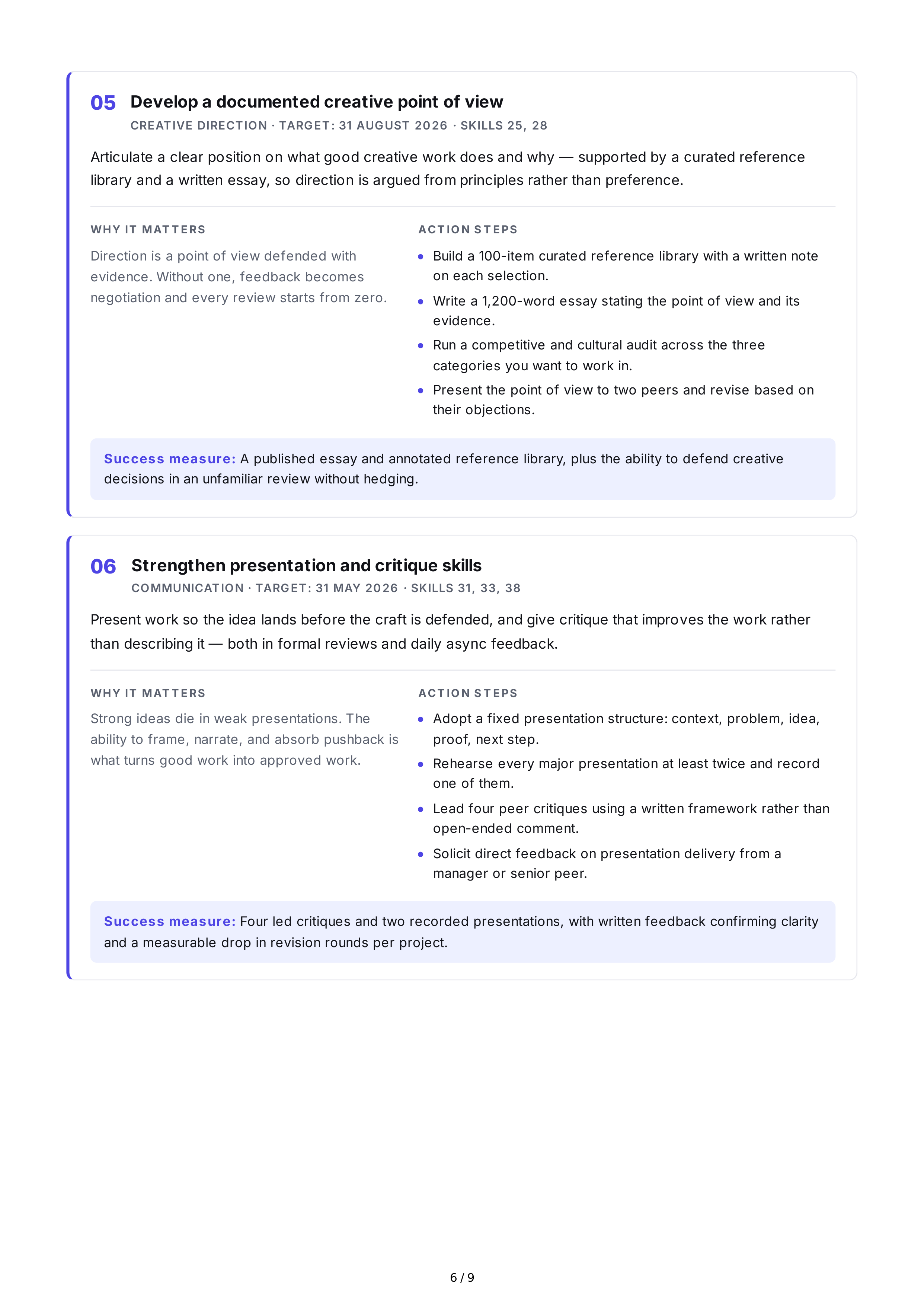 Creative Skill Development Professional Goals — page 6