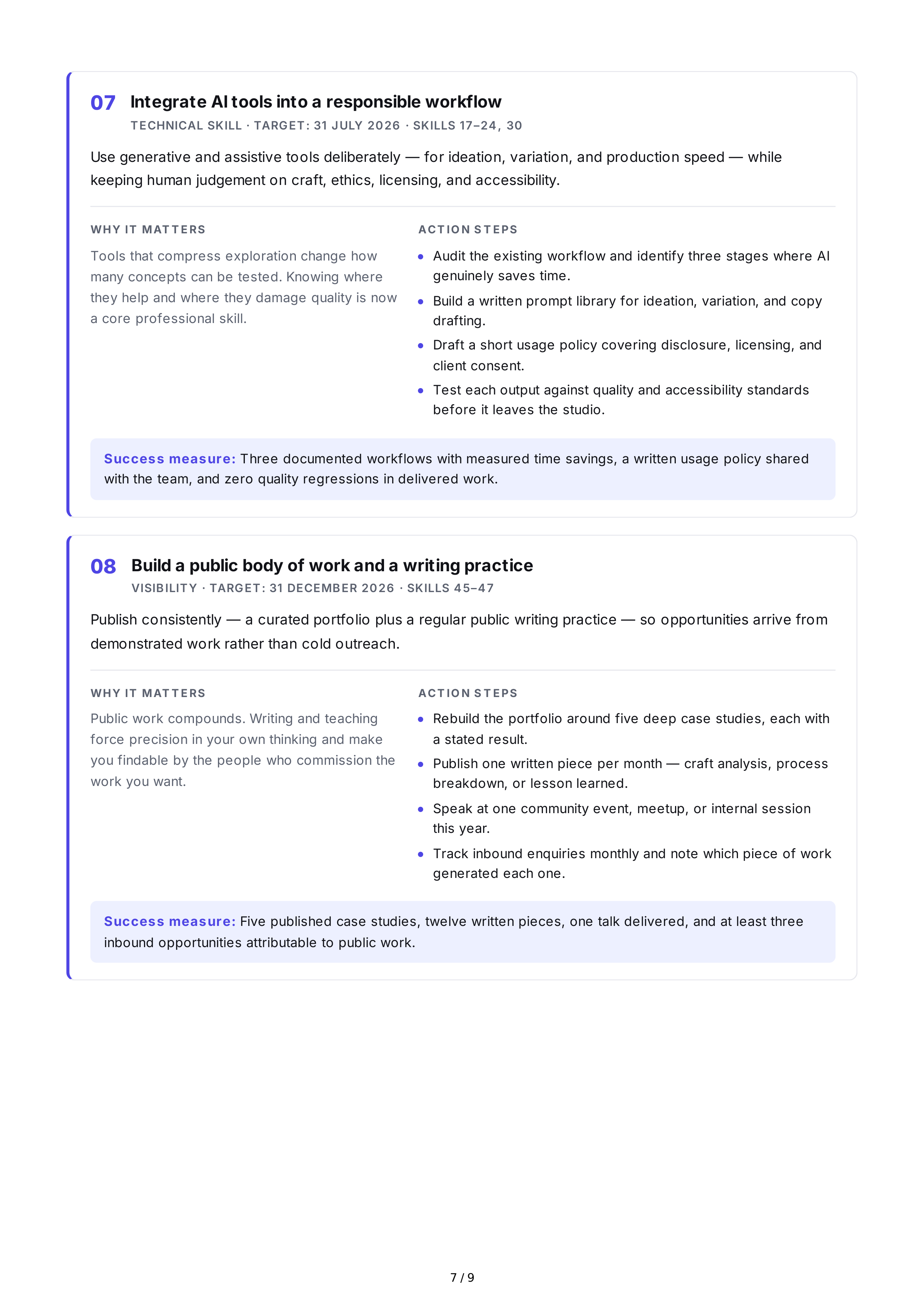 Creative Skill Development Professional Goals — page 7