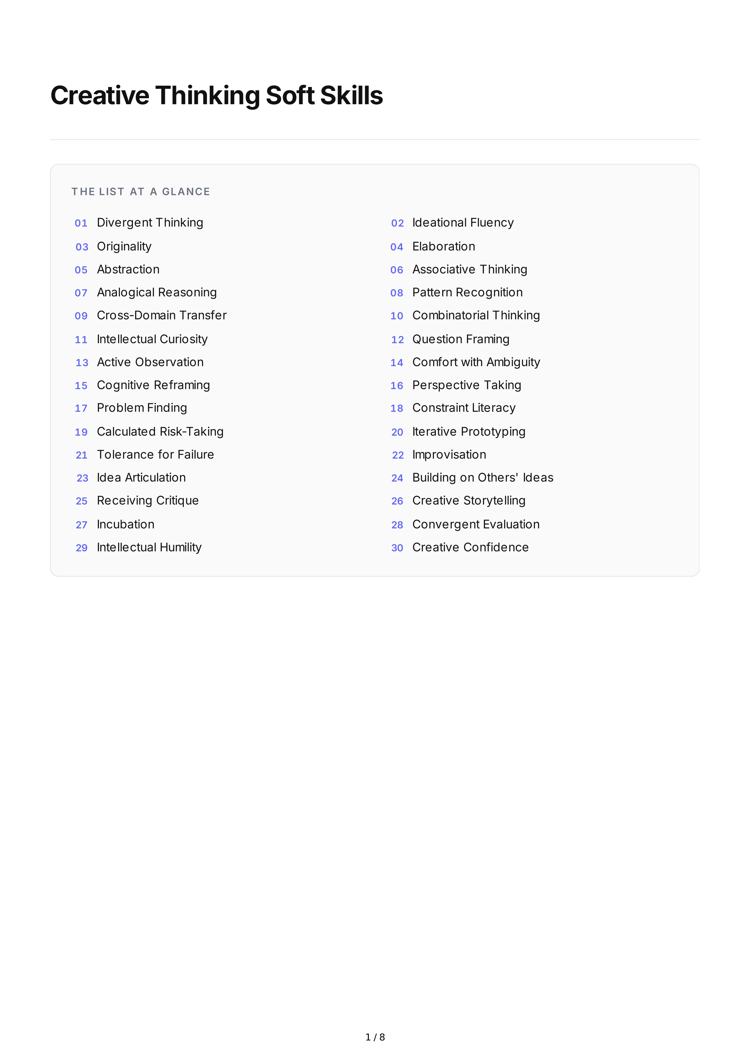 Creative Thinking Soft Skills — page 1