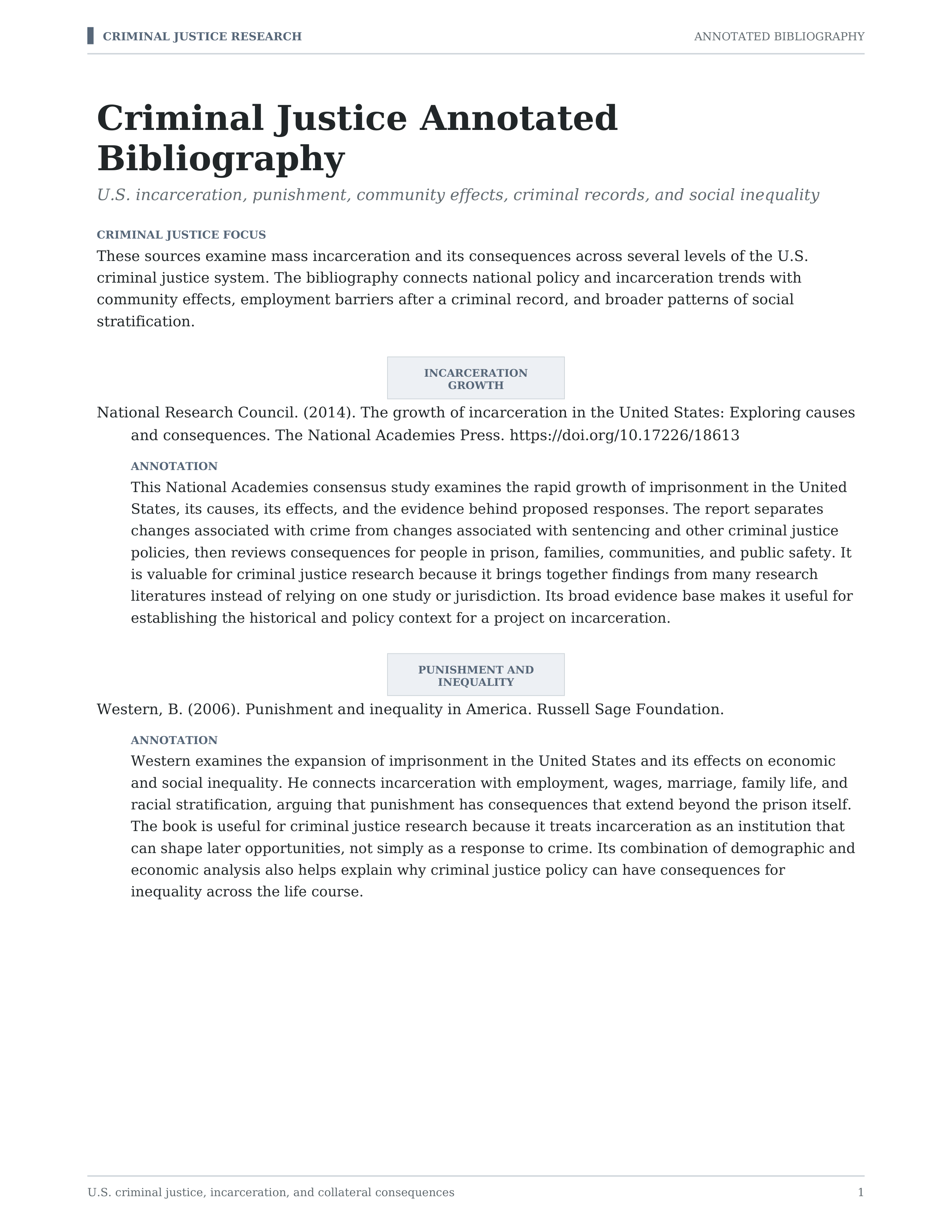 Criminal Justice Annotated Bibliography — page 1