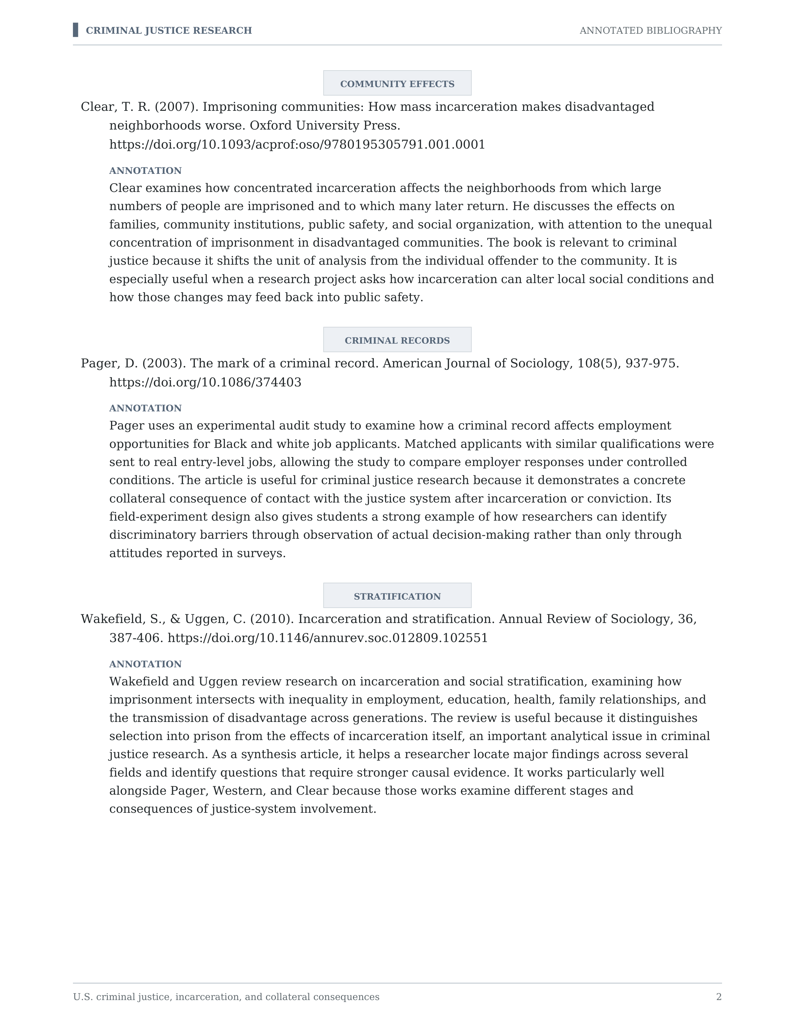 Criminal Justice Annotated Bibliography — page 2