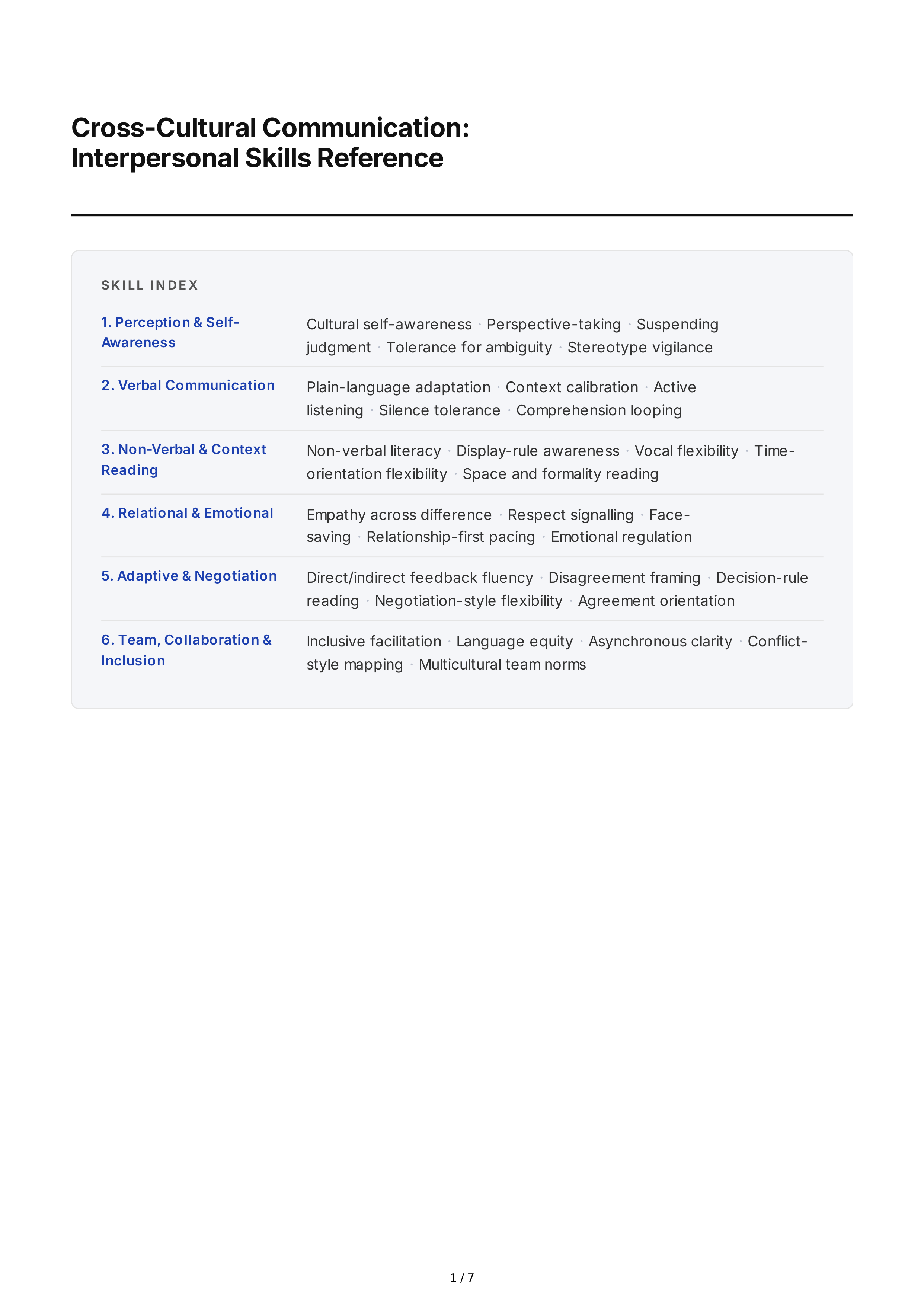 Cross-Cultural Communication Interpersonal Skills — page 1