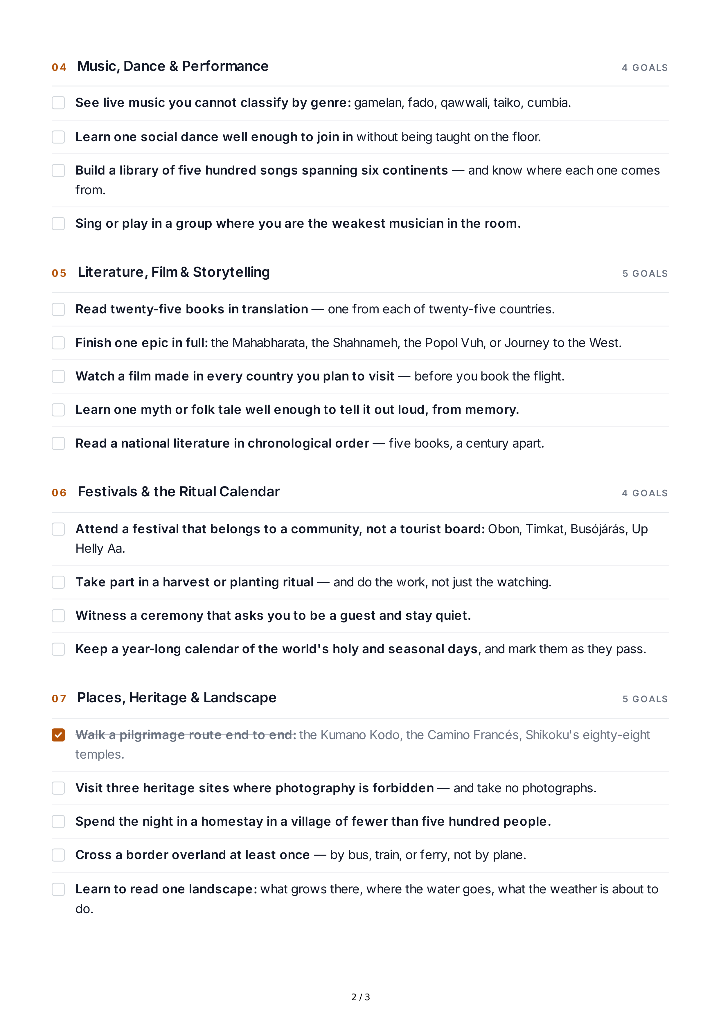 Cultural Exploration Life Goals — page 2