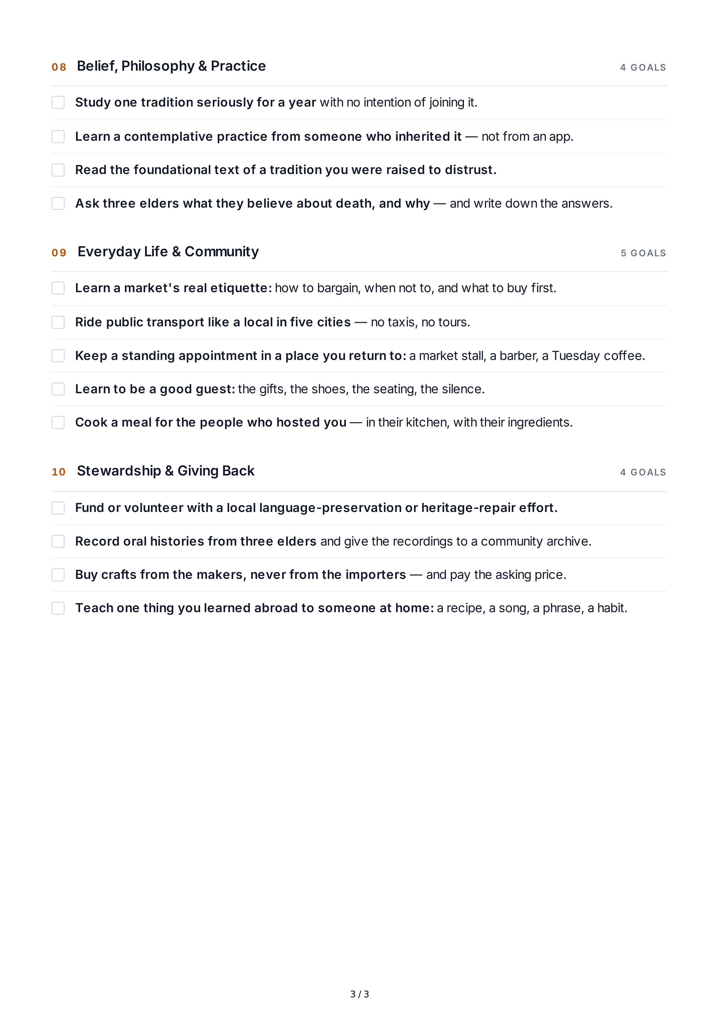 Cultural Exploration Life Goals — page 3