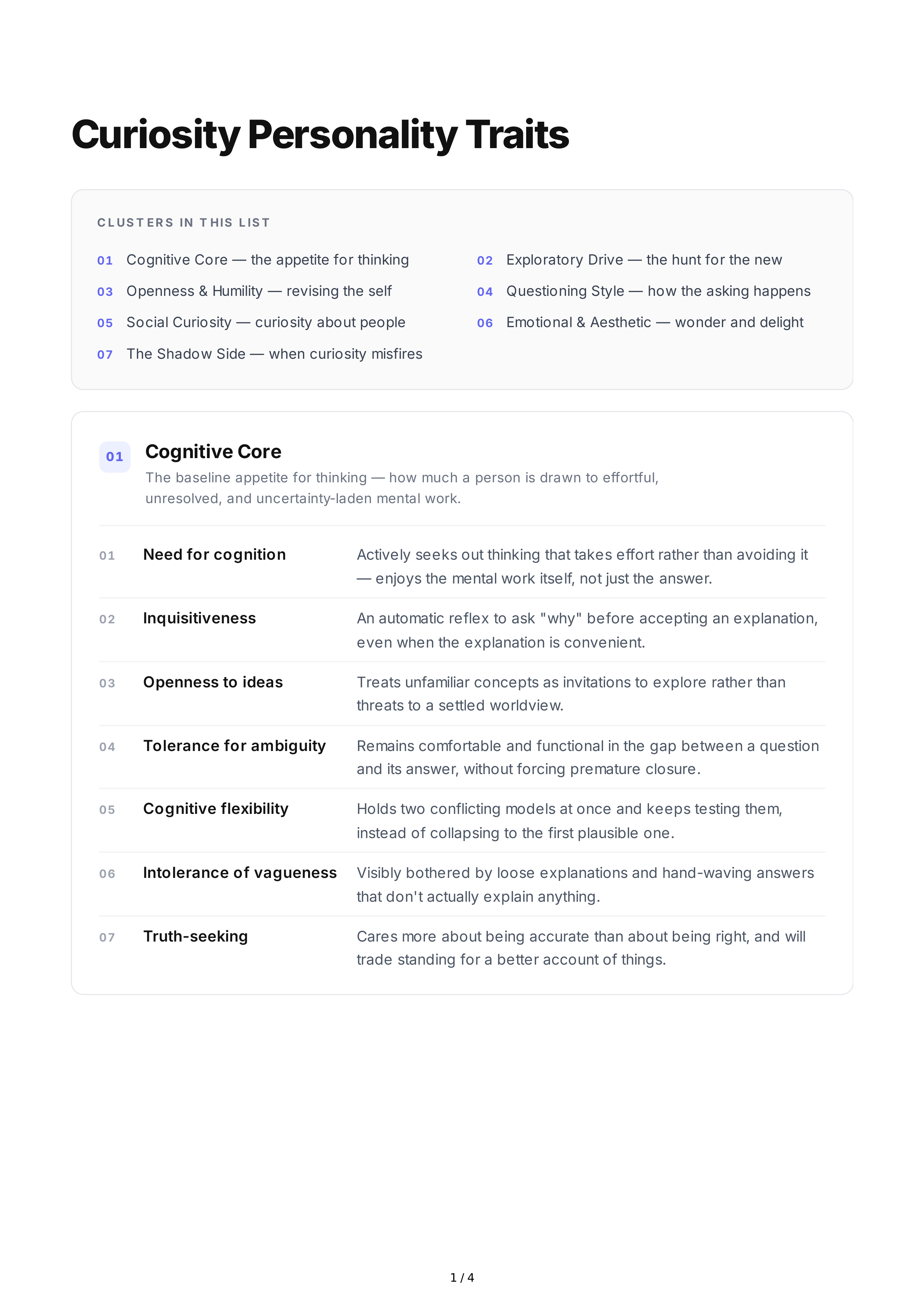 Curiosity Personality Traits — page 1