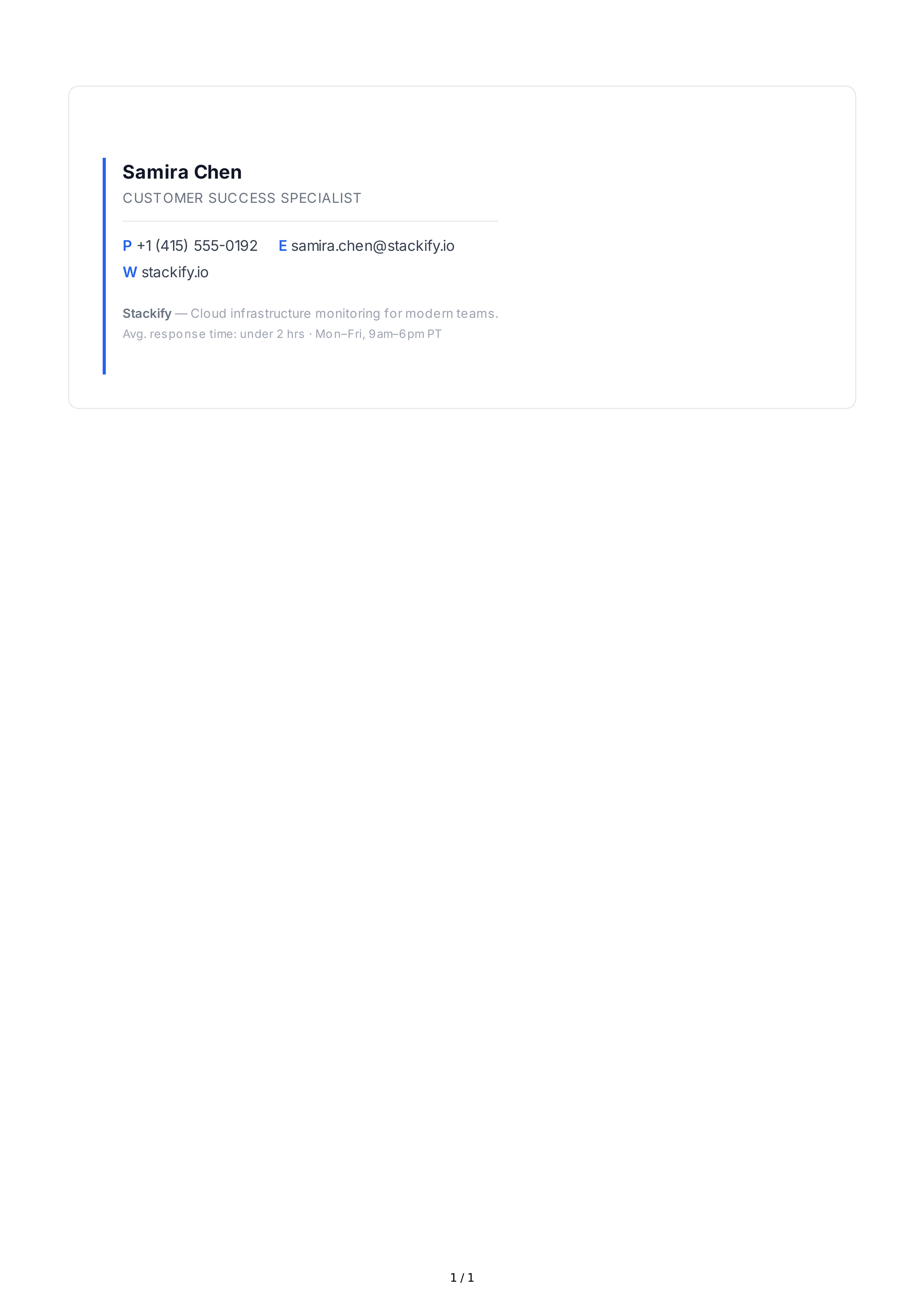 Customer Service Email Signature — page 1