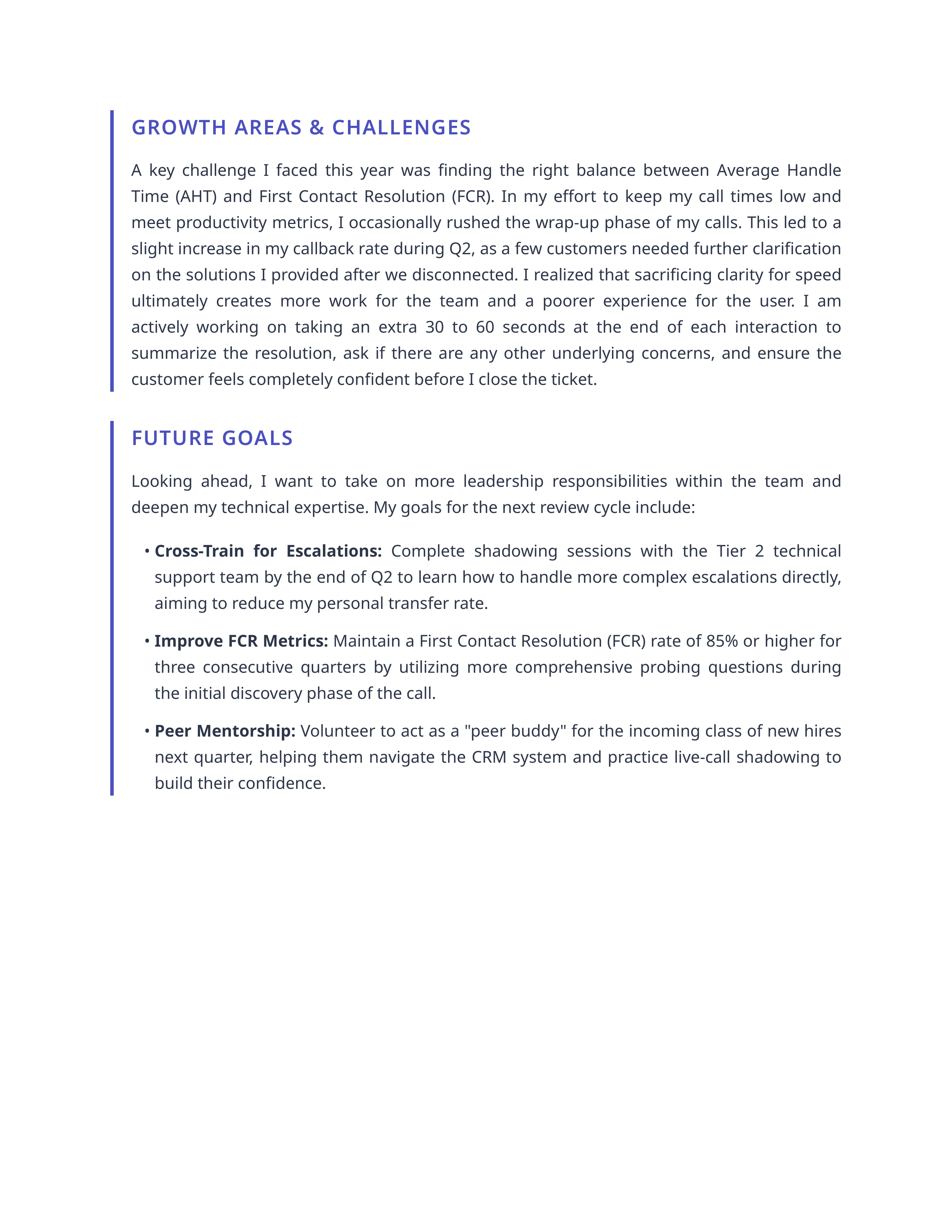 Customer Service Representative Self Performance Review — page 2