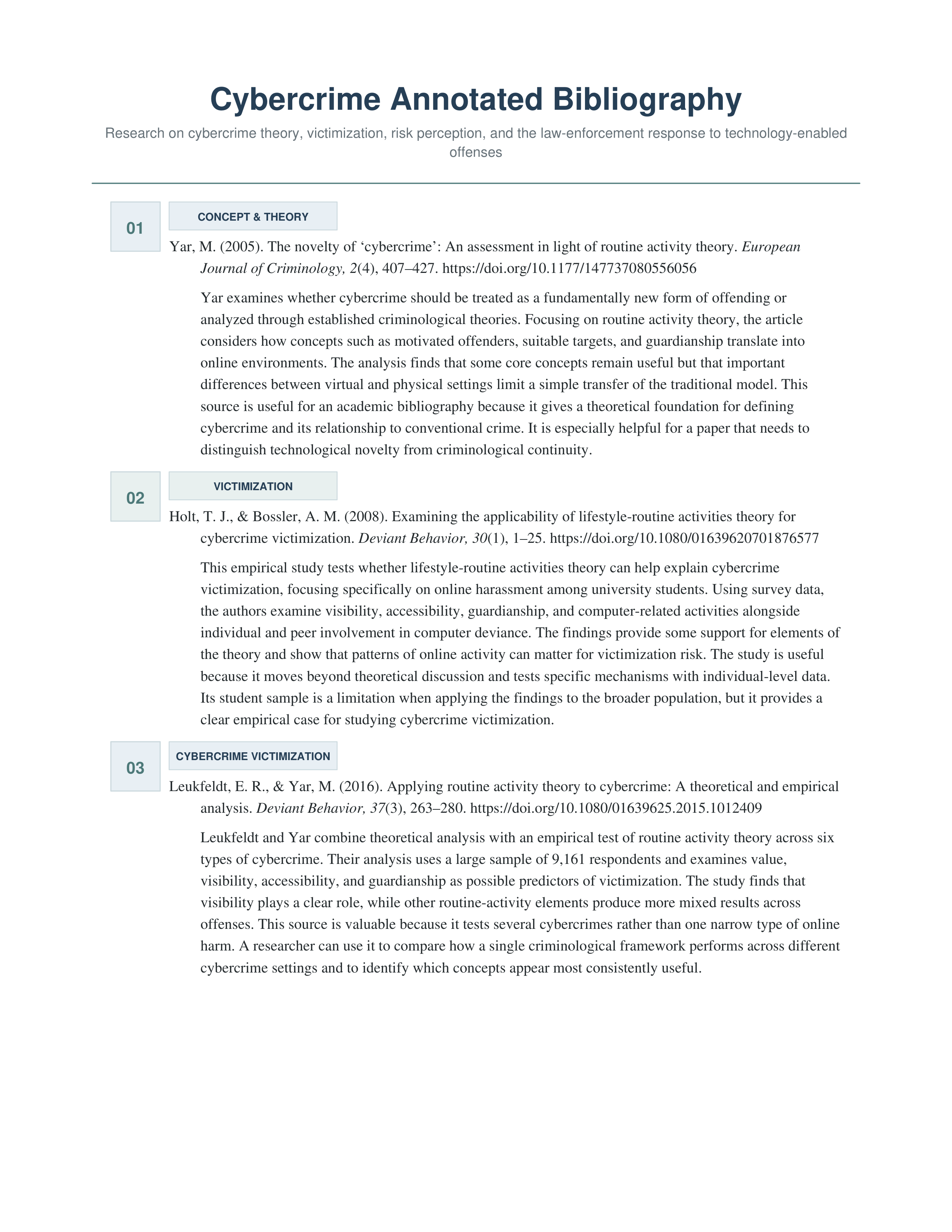 Cybercrime Annotated Bibliography — page 1