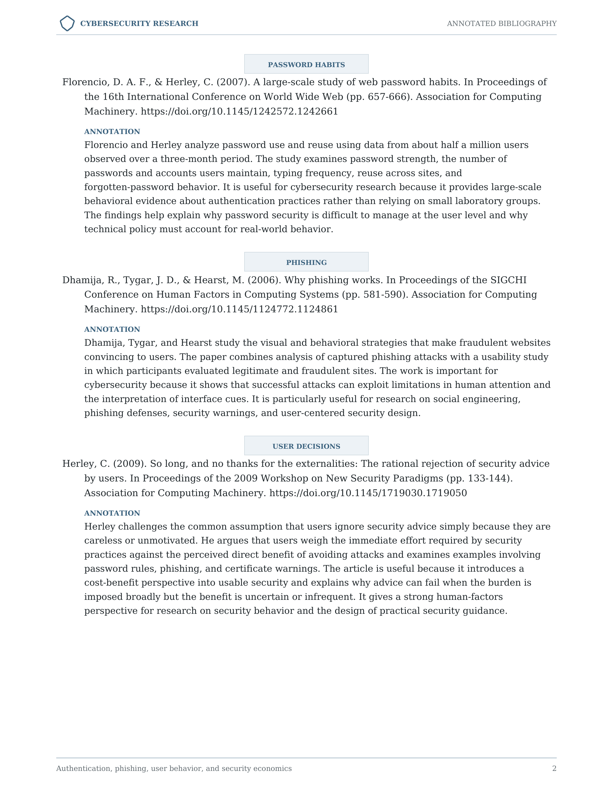 Cybersecurity Annotated Bibliography — page 2