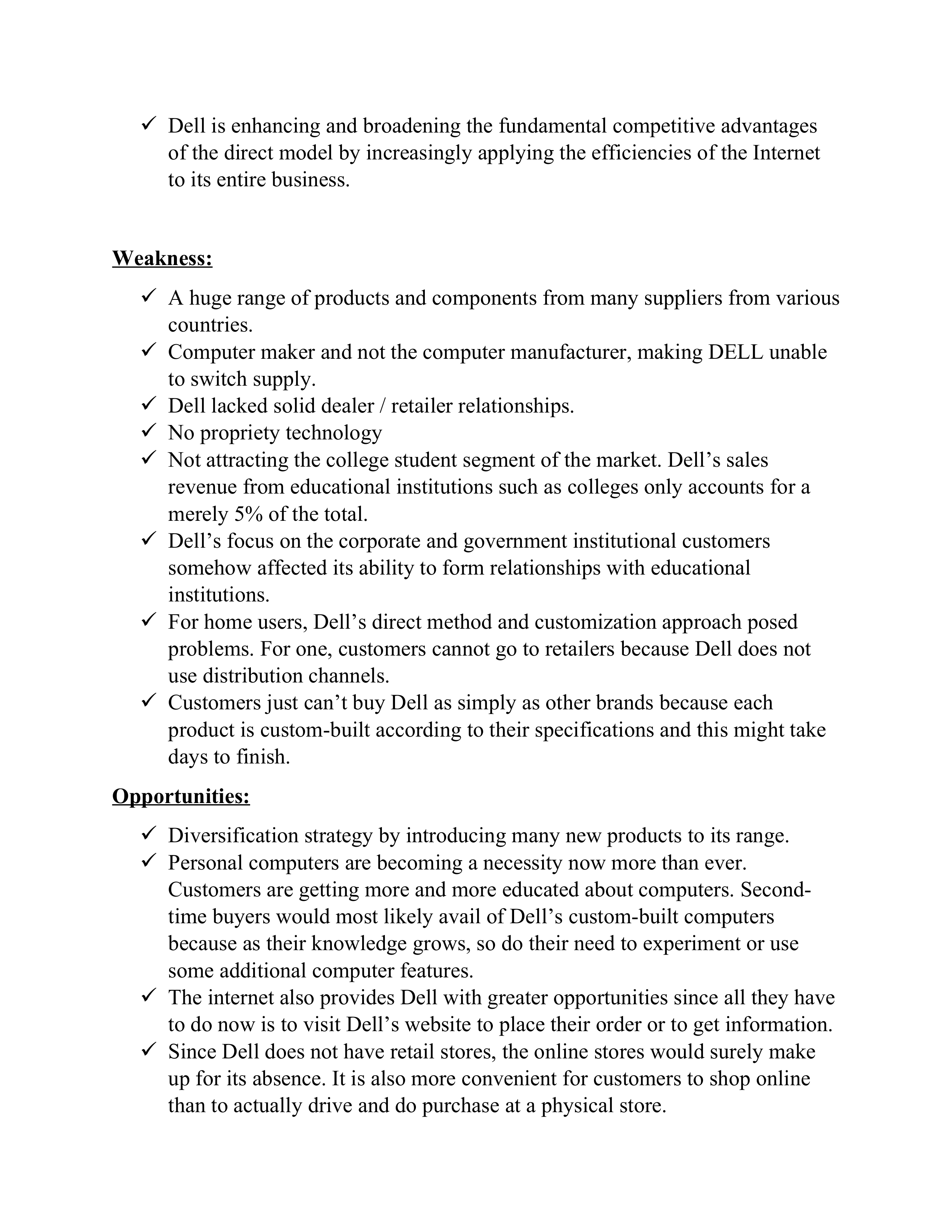 DELL Swot Analysis  — page 2