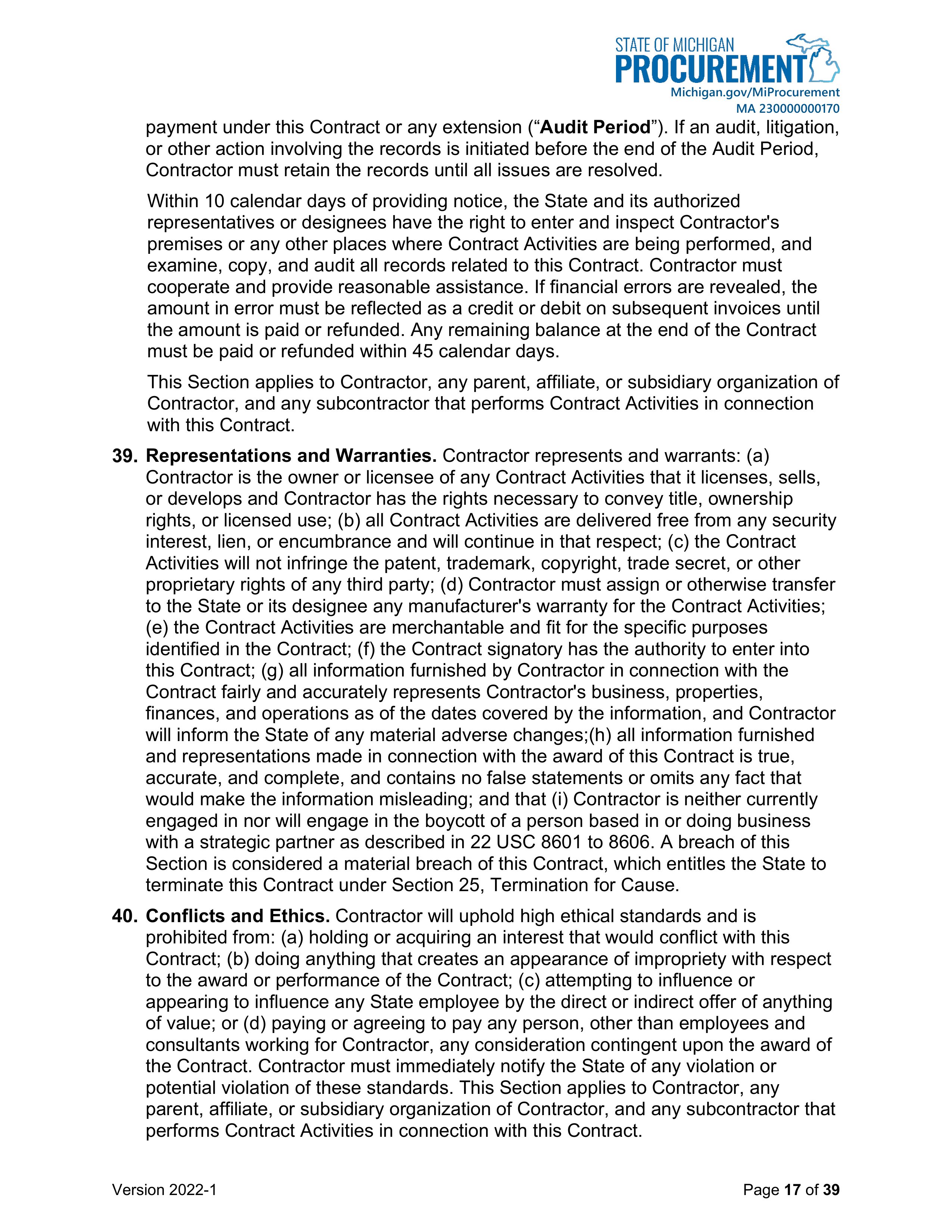 DELOITTE CONTRACT CHANGE NOTICE — page 19